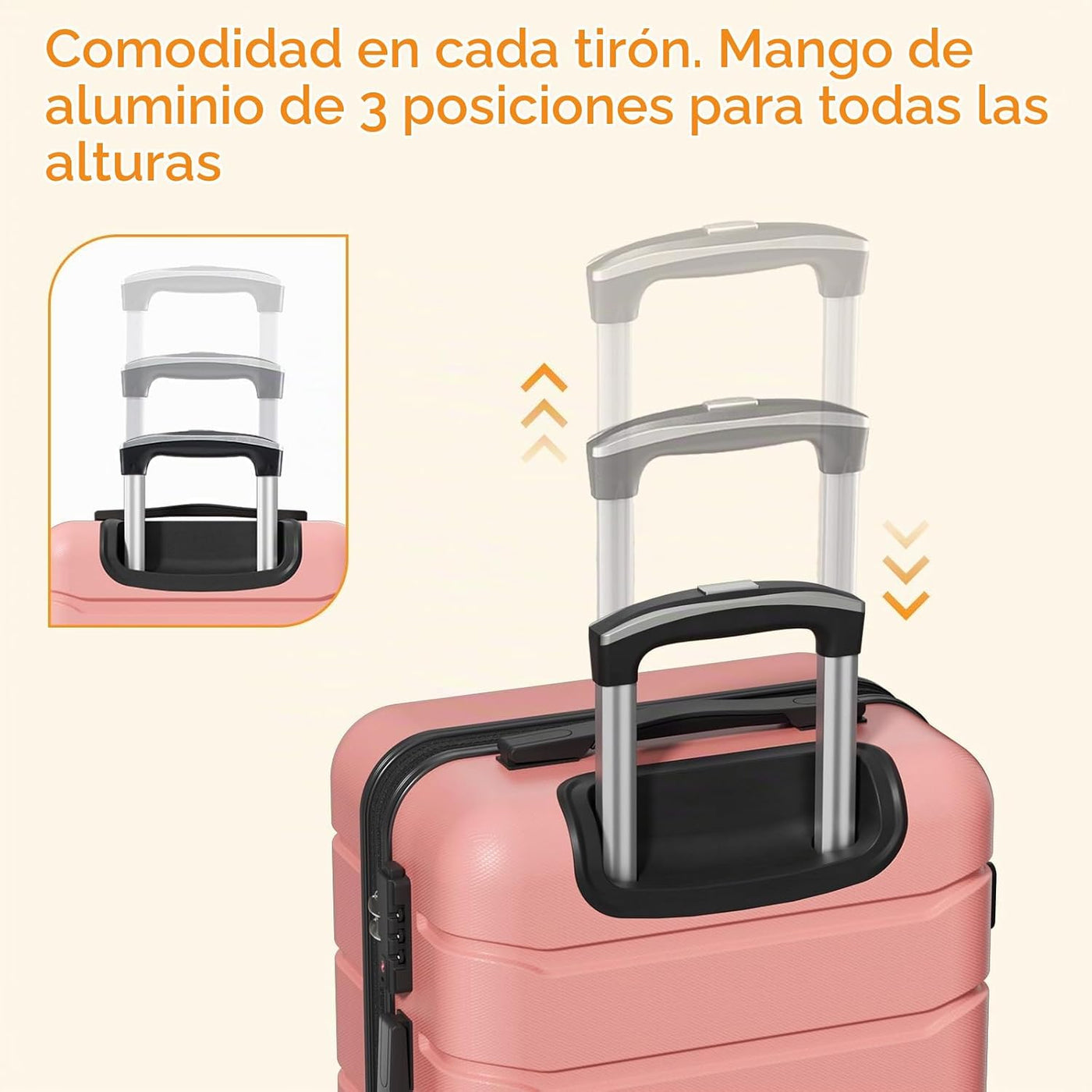 NEWBULIG Equipaje de mano, Maleta de carcasa rígida, negro, Rosa, 2...