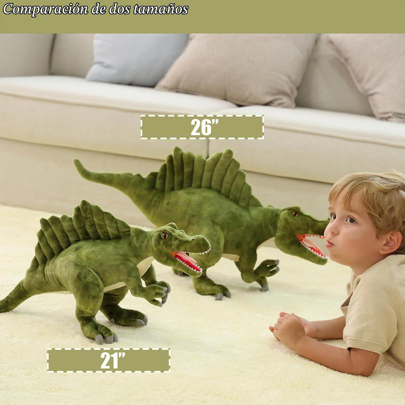 Wilomis Animales de peluche de dinosaurio, dinosaurio de espinosaur...