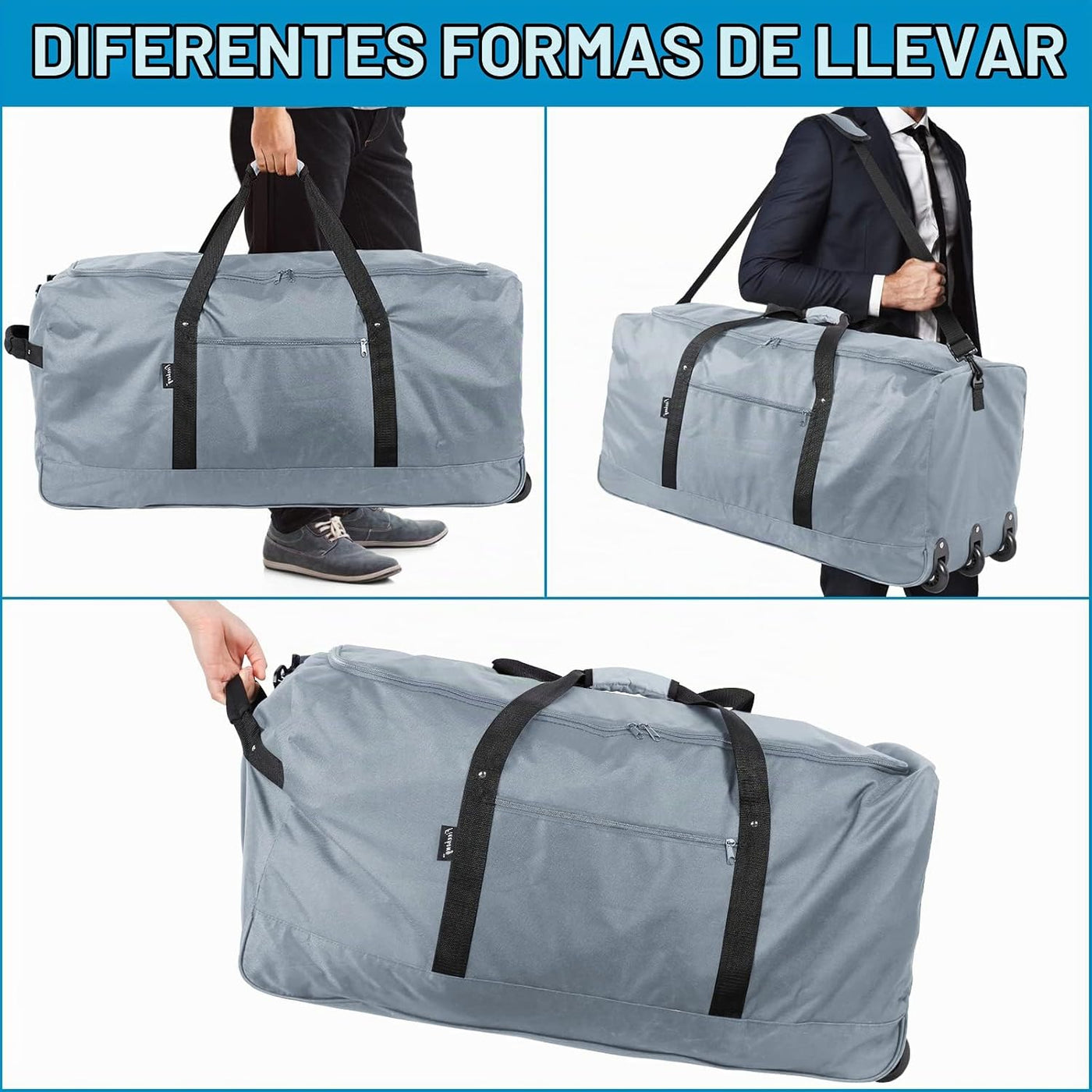 Finnhomy Bolsa de Lona Rodante Plegable de 120L con 3 Ruedas, Bolsa...