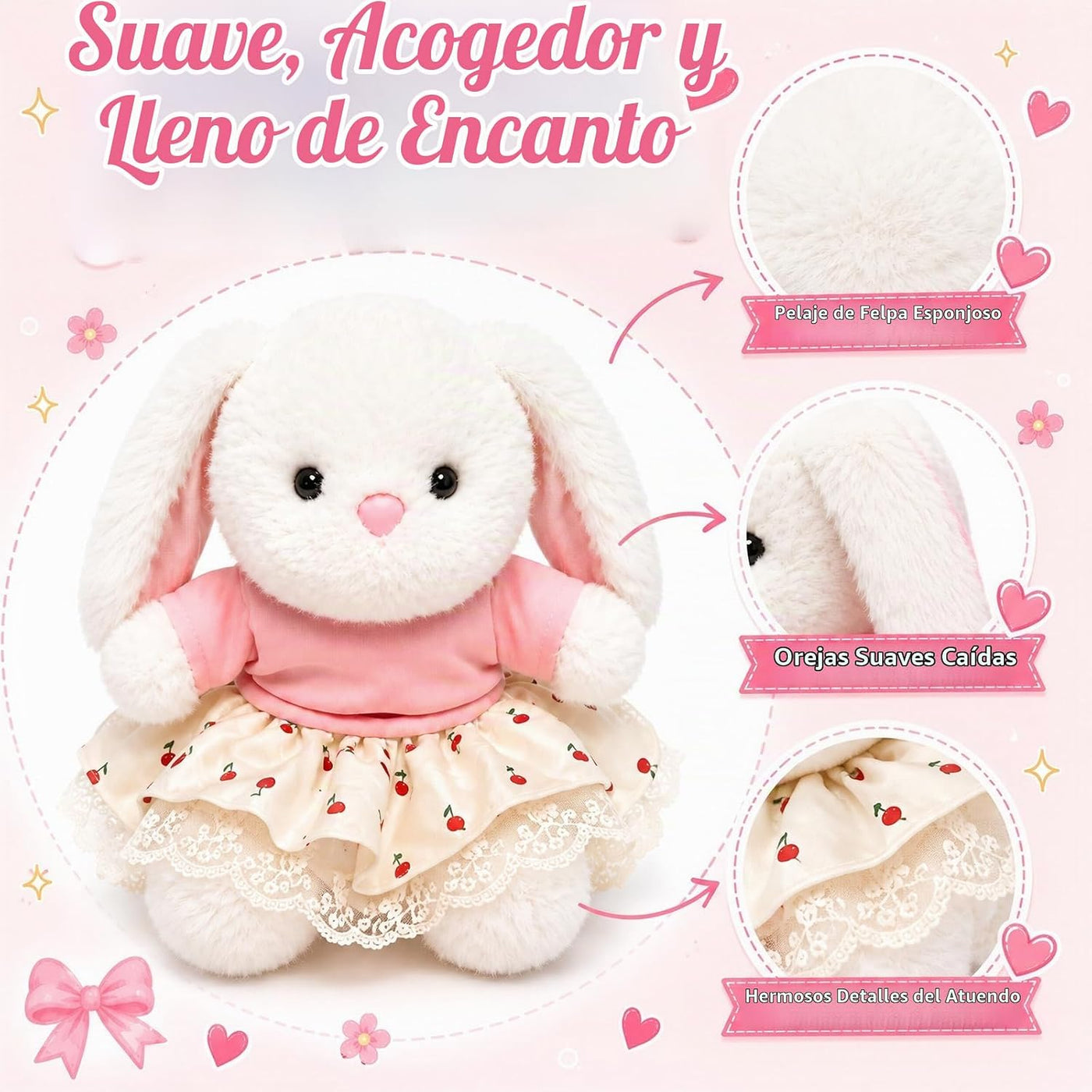 Juego de 8 piezas de peluche de conejo de 7.9 pulgadas para niñas |...