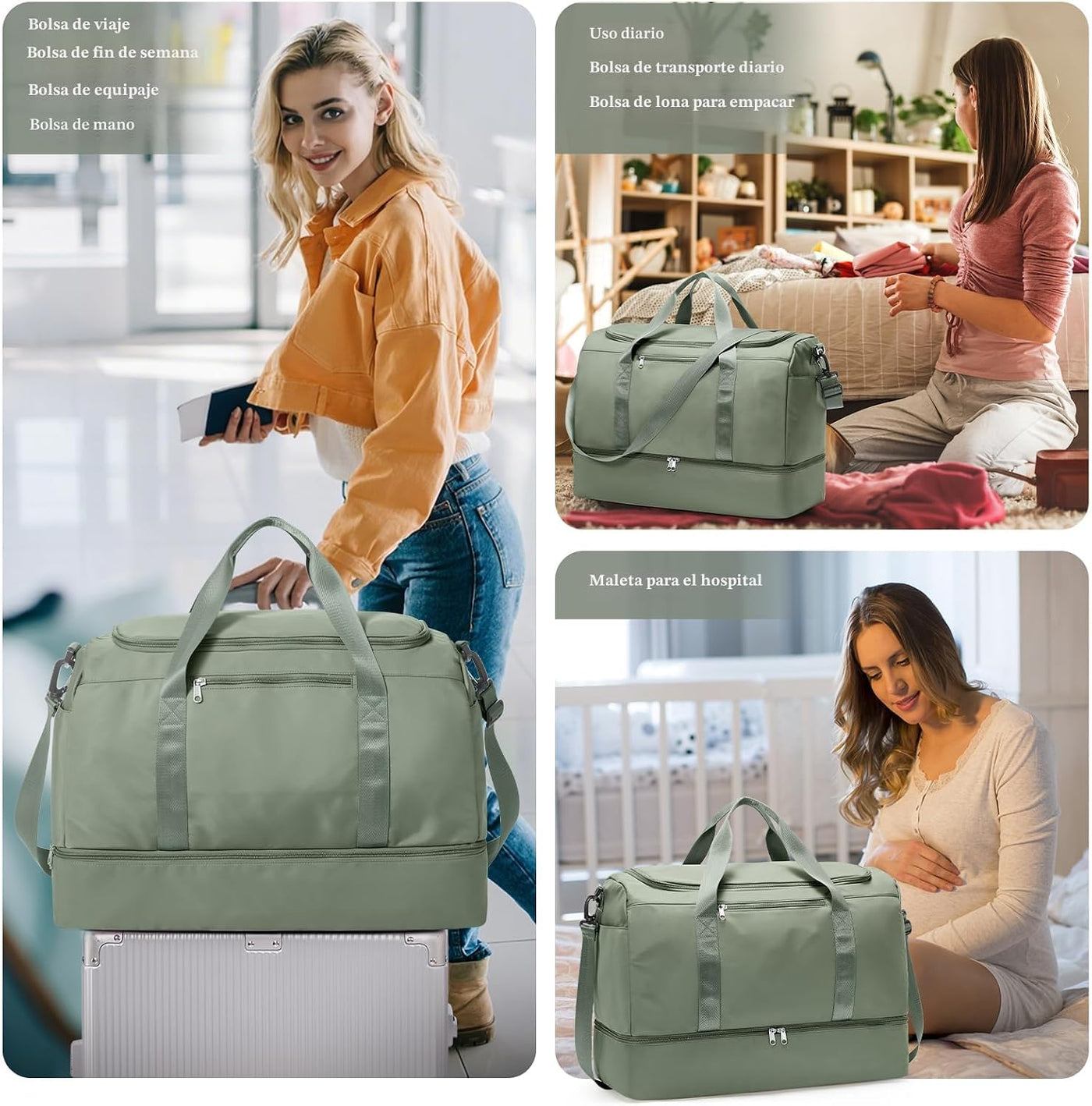 Bolsa de viaje extra grande, bolsas de mano de fin de semana para m...