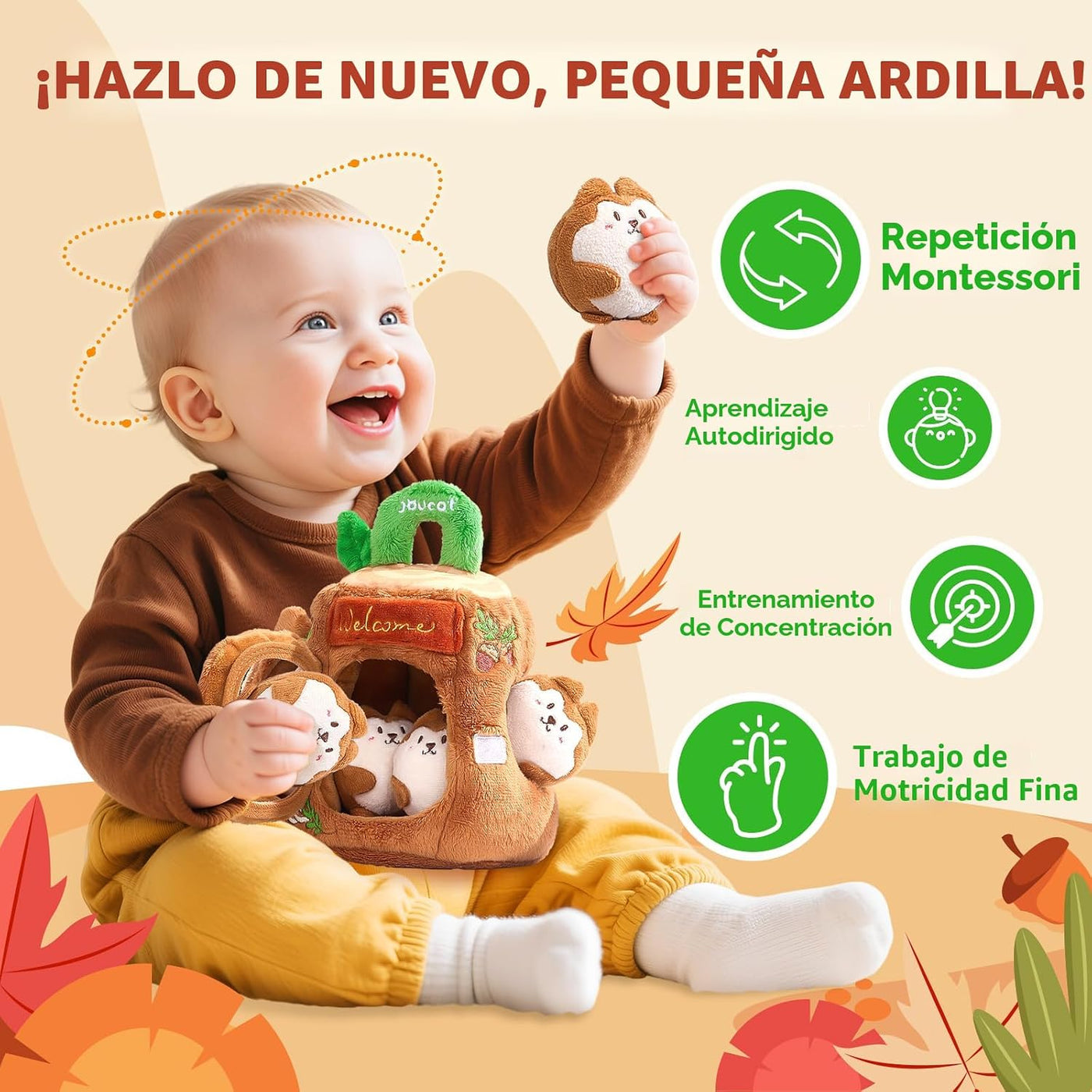 JoyCat Juguetes para bebés de 6-12 meses - Casa de árbol suave para...