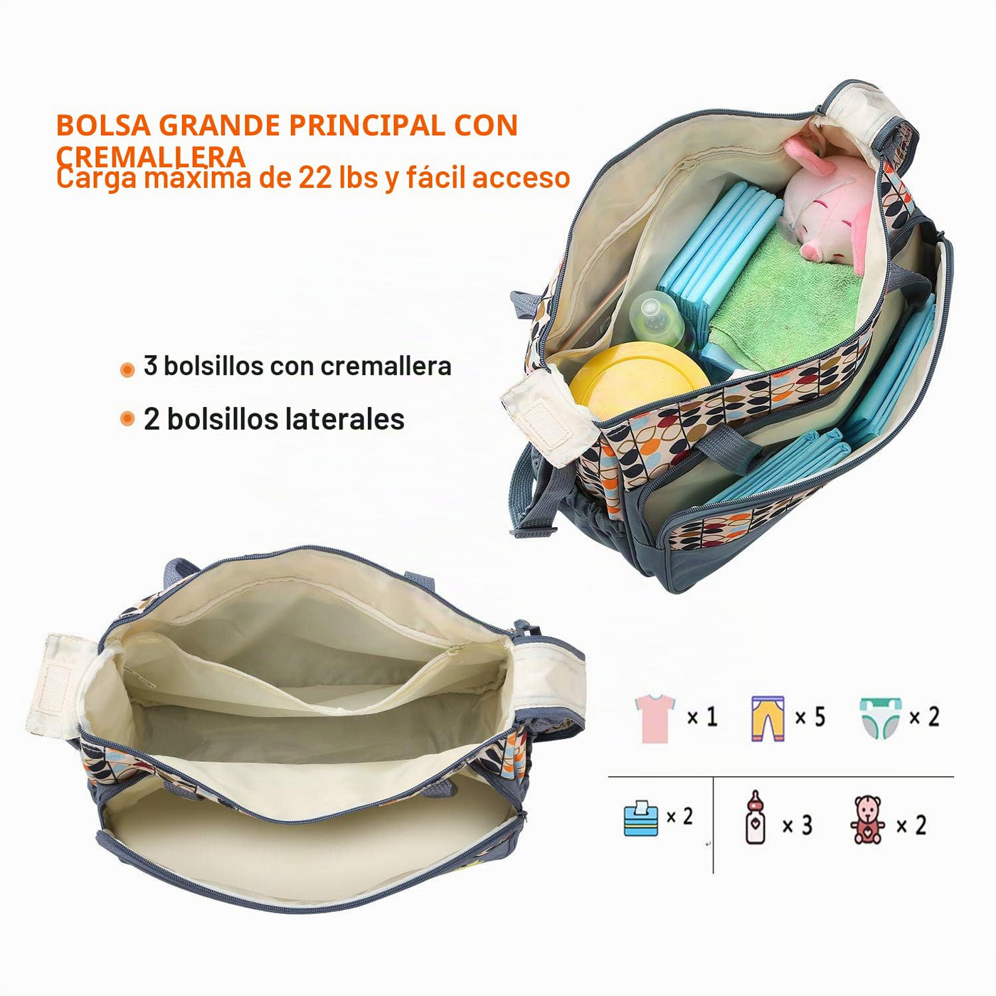 Moclever Juego de 5 Piezas de Bolsa de Pañales Tipo Tote para Artíc...