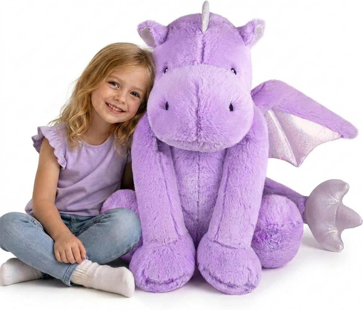 ARELUX Peluche de dragón grande, bonito peluche de pterosaurio mora...