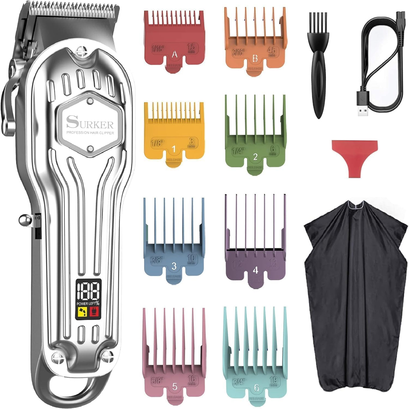 SURKER Cortadora de pelo para hombre, inalámbrico, kit profesional...