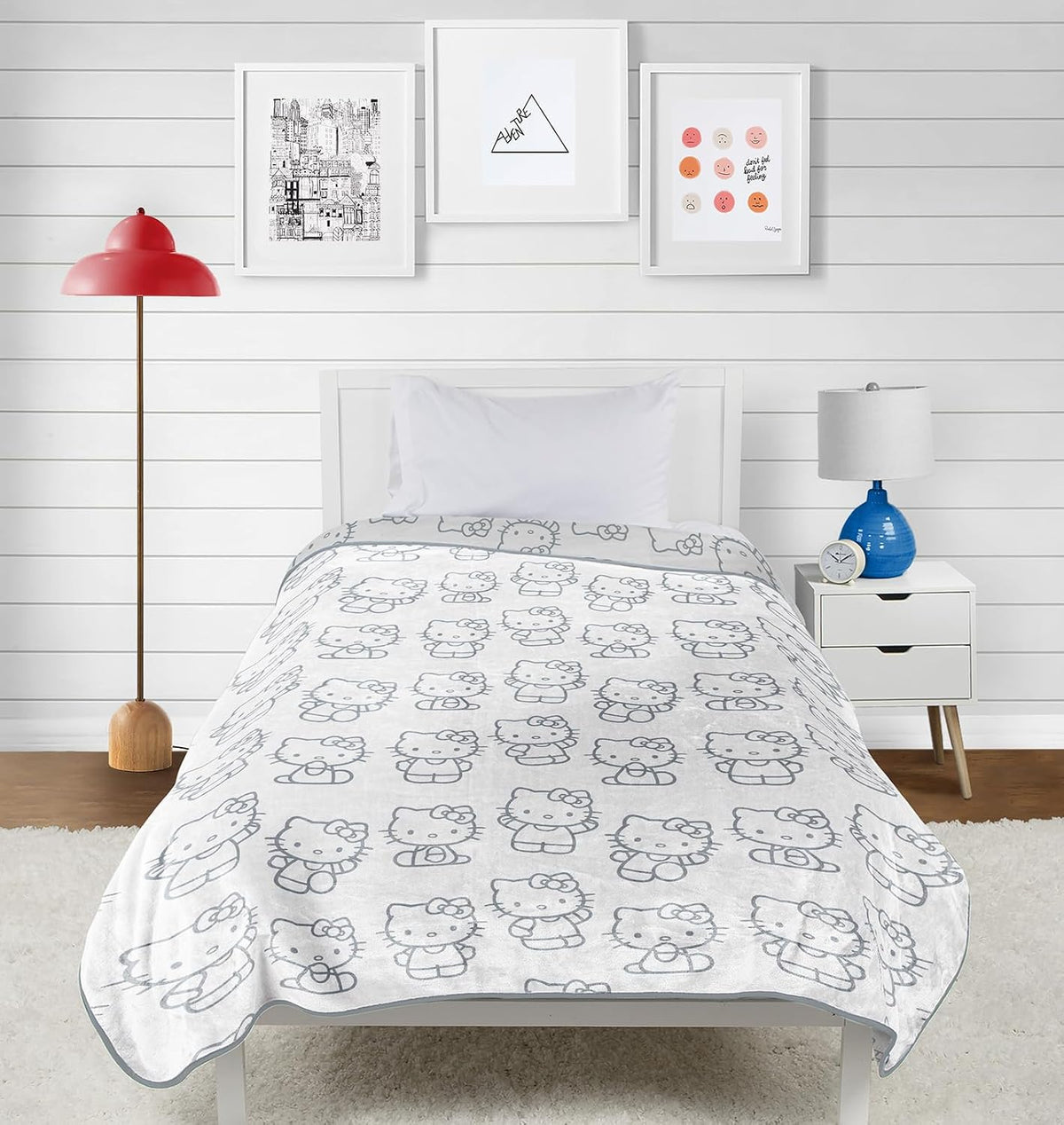 Manta de felpa de gatitos blancos de Hello Kitty, mide 60 x 90 pulg...