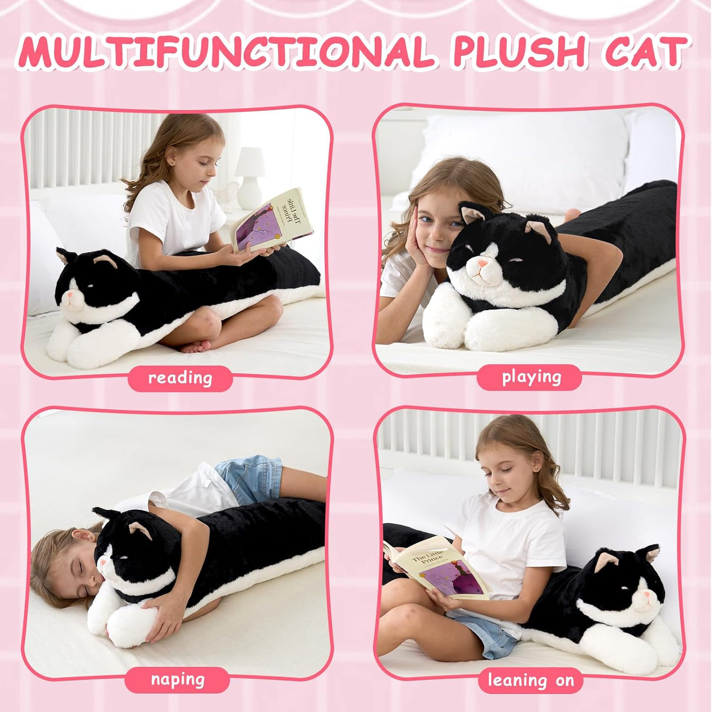 Almohada de peluche de gato gigante de 48 pulgadas, lindo juguete d...