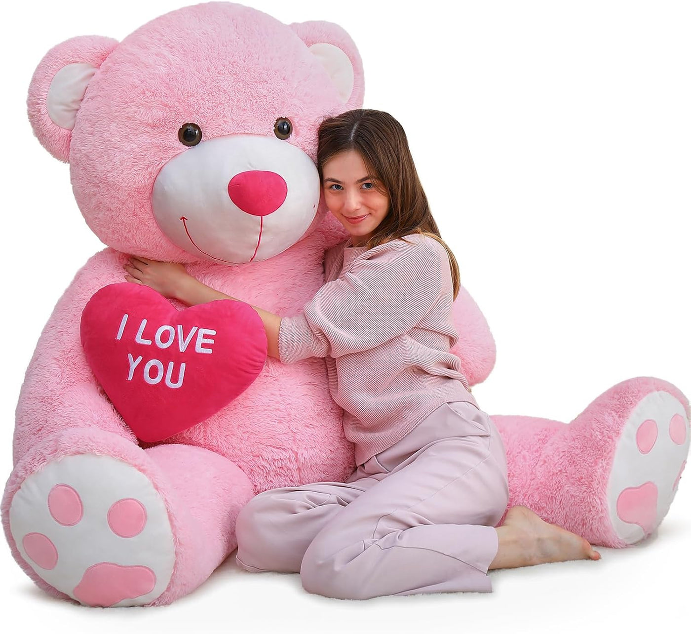 MaoGoLan - Oso de peluche grande de 132 cm, oso de peluche rosa gig...
