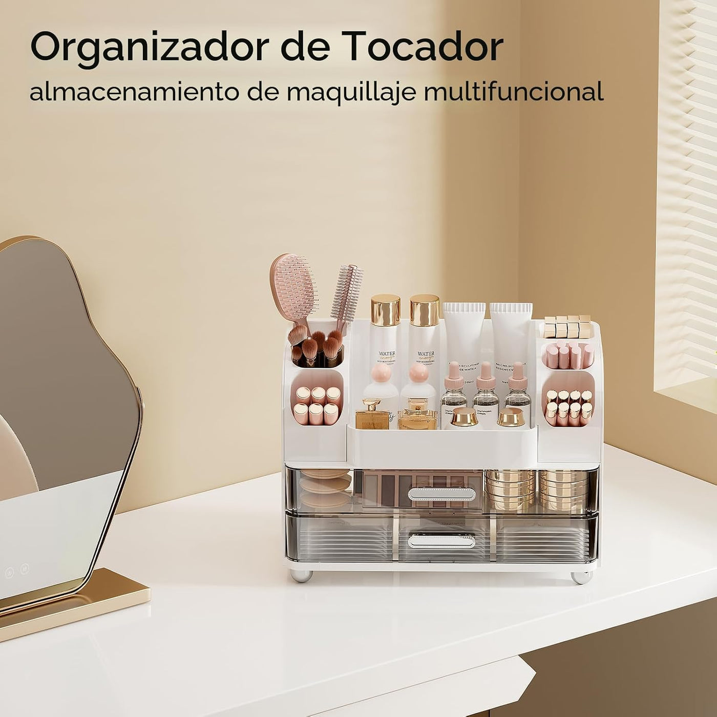 UFORU Organizador de maquillaje para encimera con 2 cajones grandes...