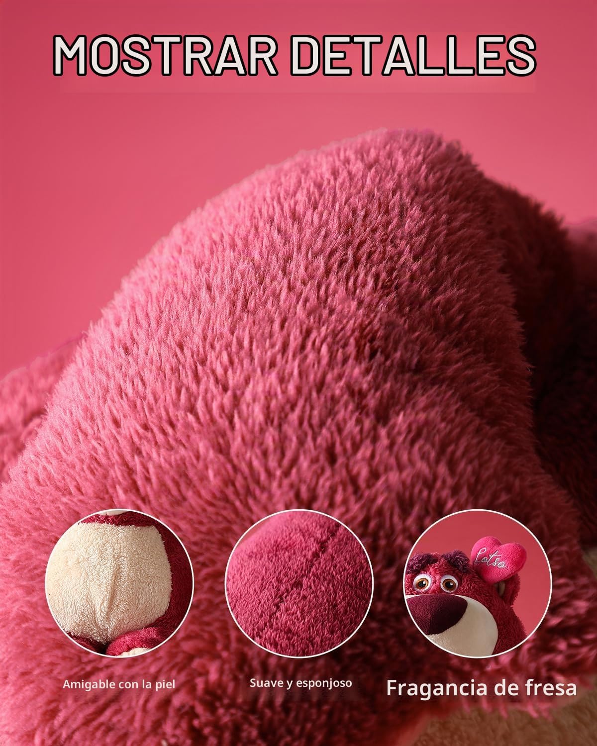 MINISO Oso de fresa de Disney Lotso de 14 pulgadas, animales de pel...