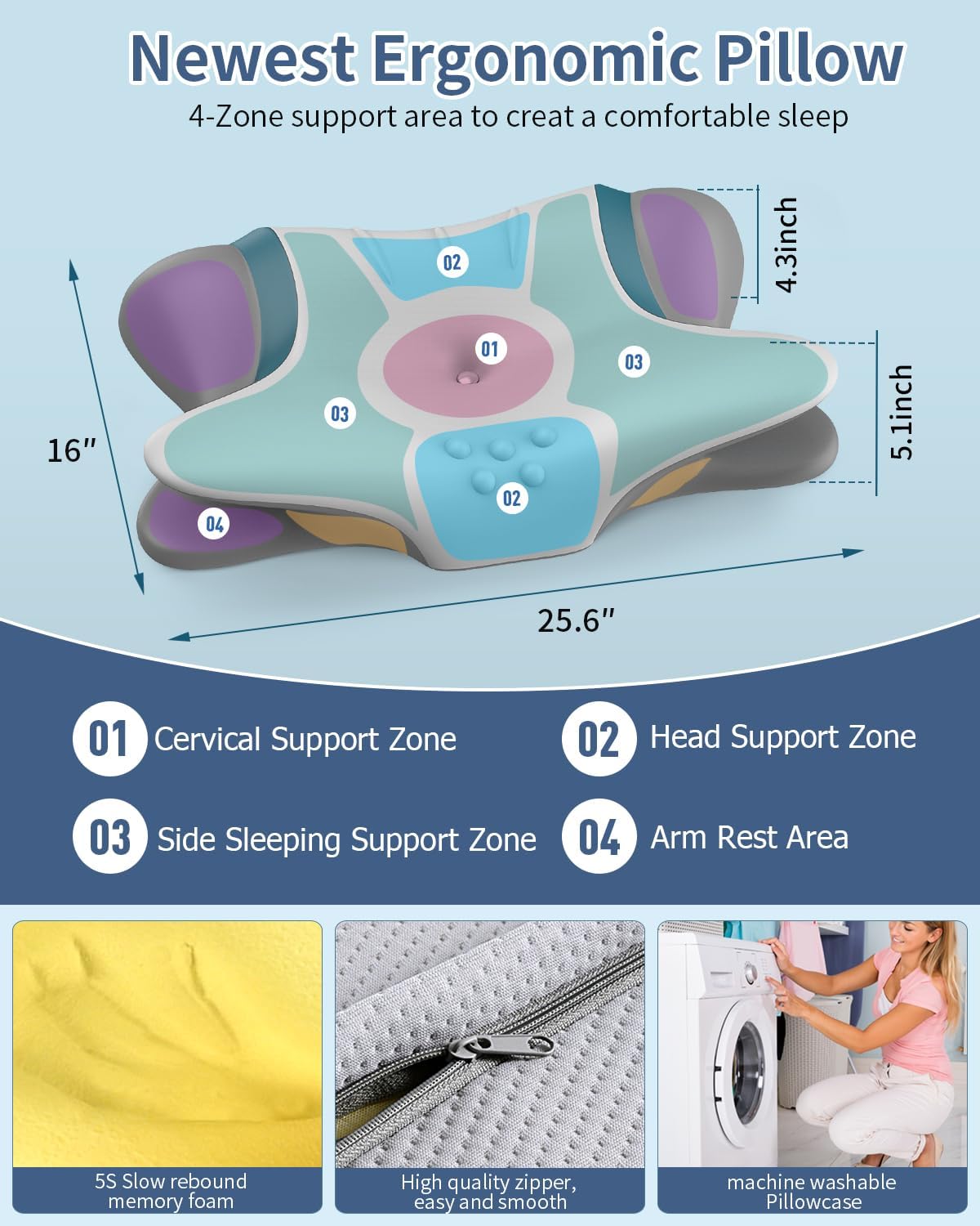 Almohada cervical para aliviar el dolor de cuello, almohada cervica...