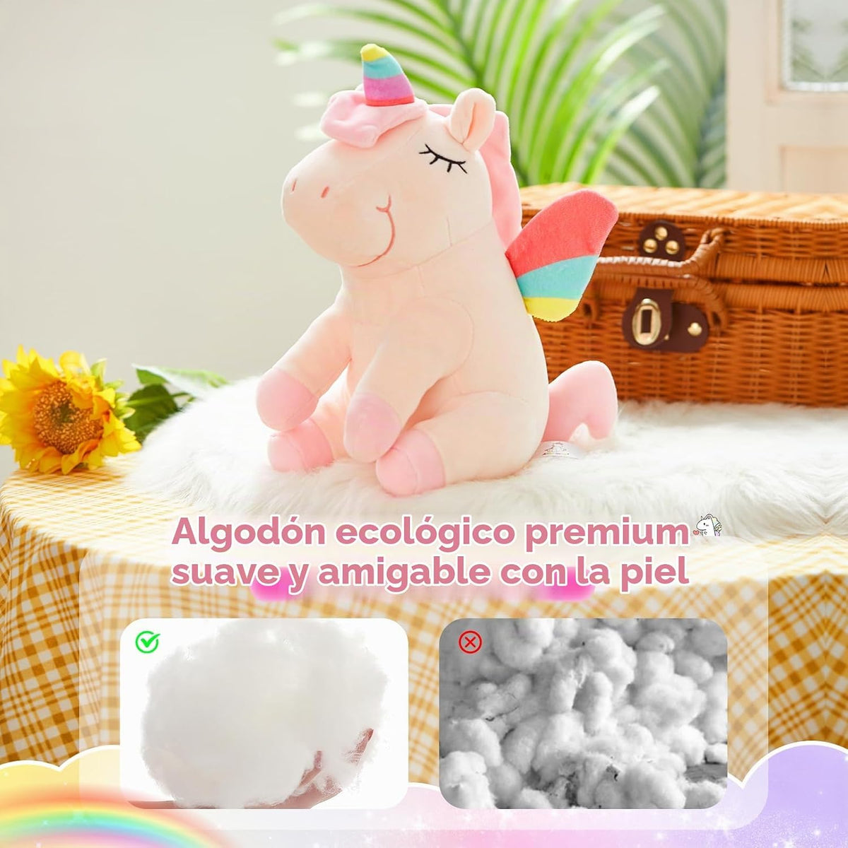 Athoinsu Juguete de peluche suave de unicornio rosa iluminado de 12...