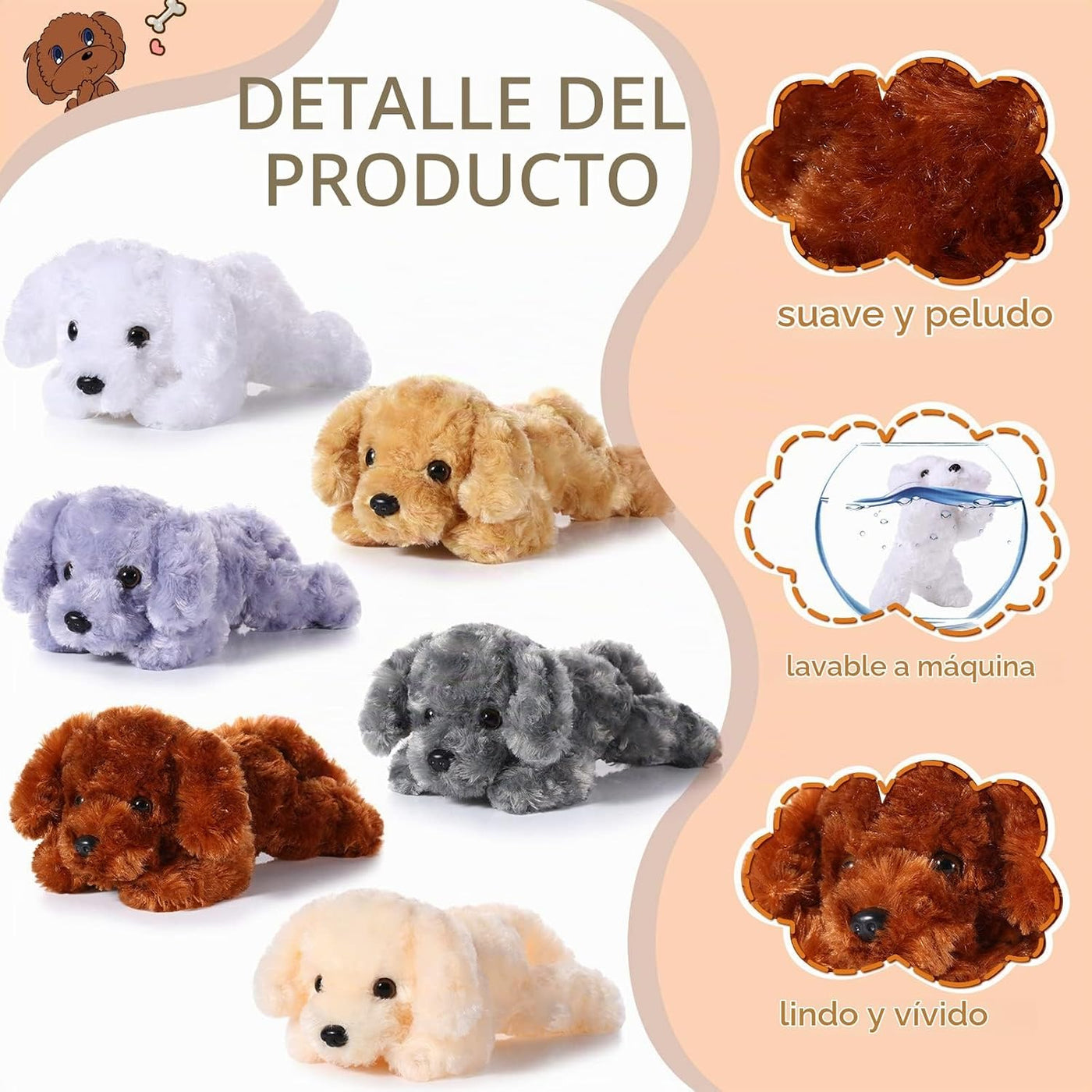 Harrycle Juego de 6 almohadas de felpa suave de 8 pulgadas para per...