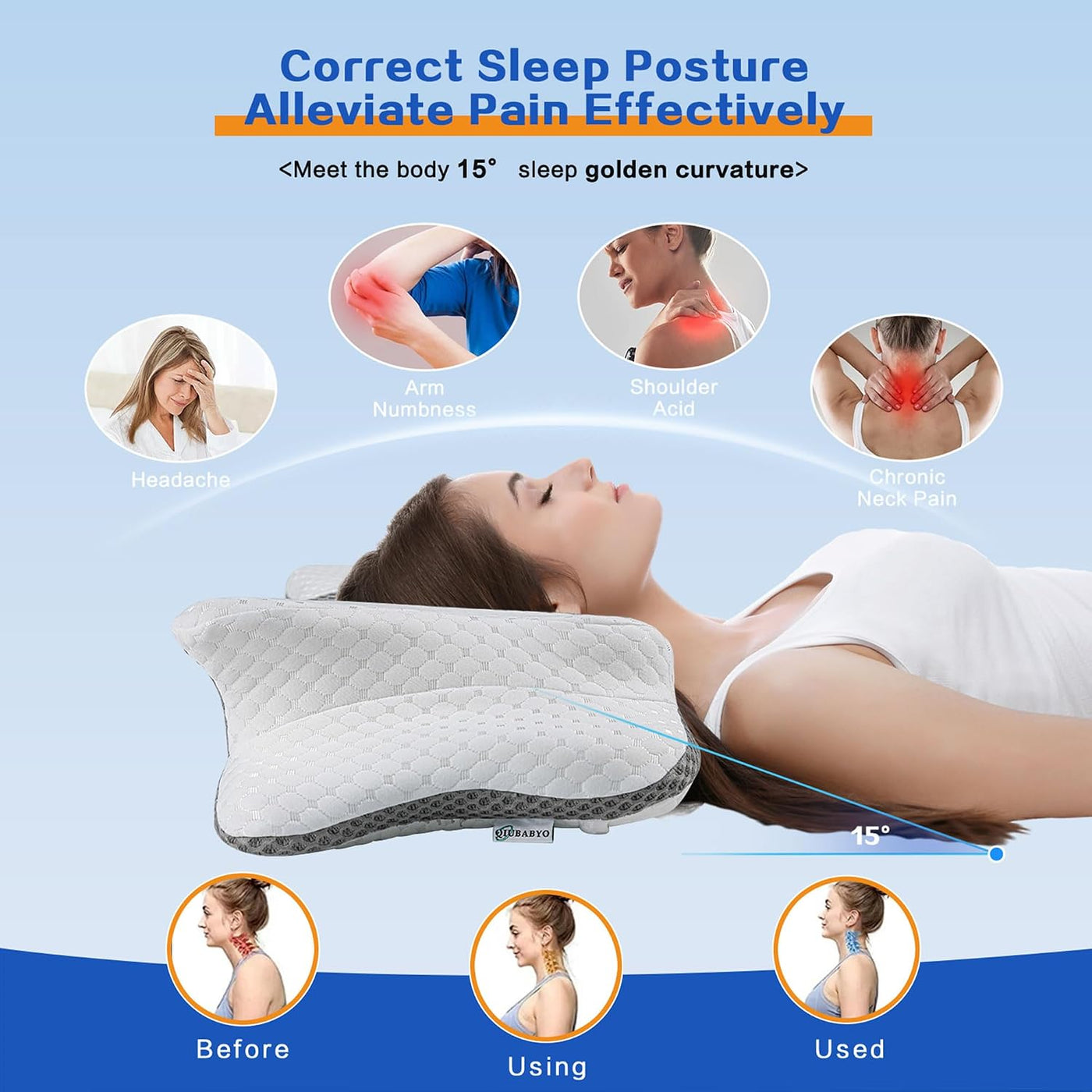 Almohada cervical para aliviar el dolor para el cuello, almohada er...