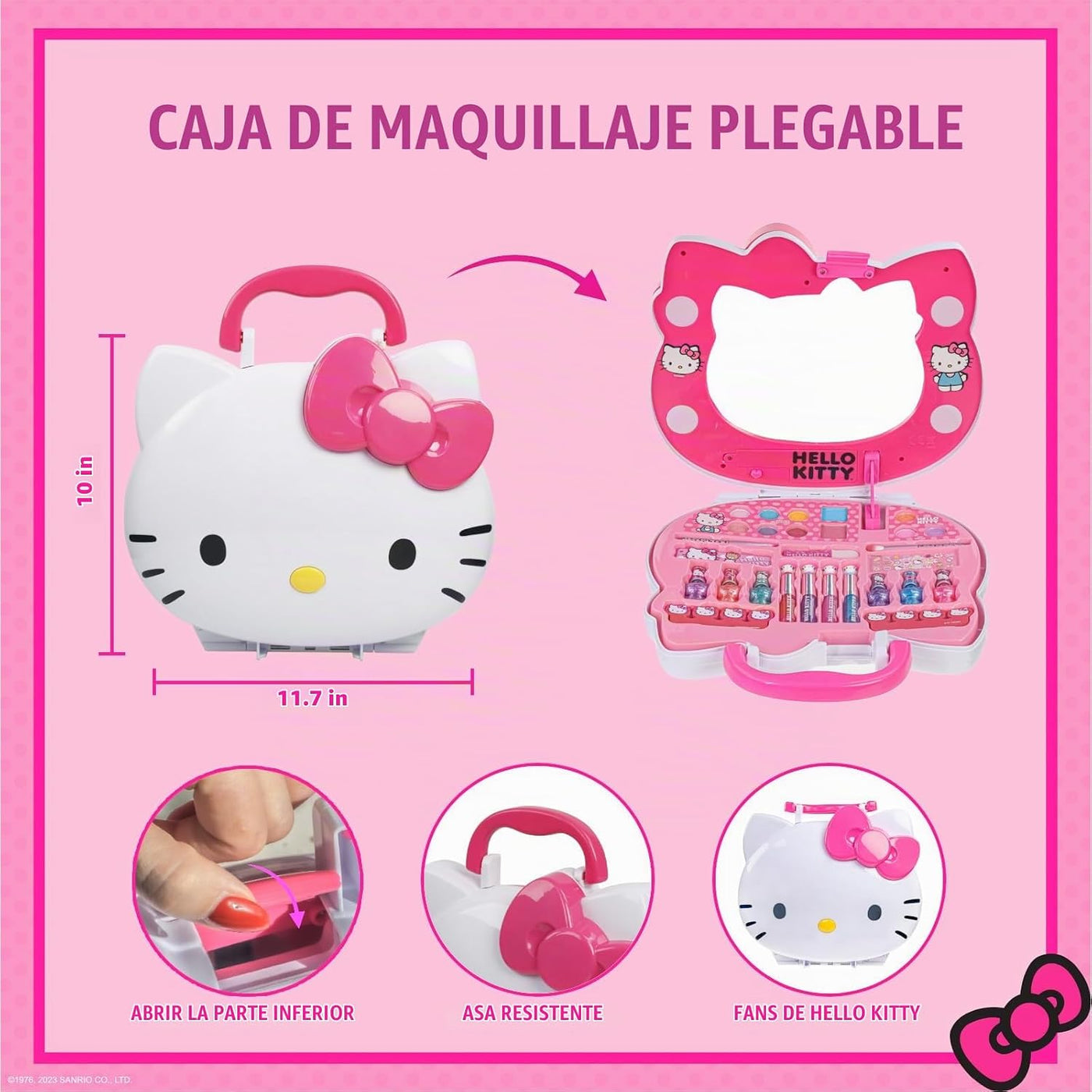 Hello Kitty - Juego de tocador de maquillaje facial con espejo ilum...