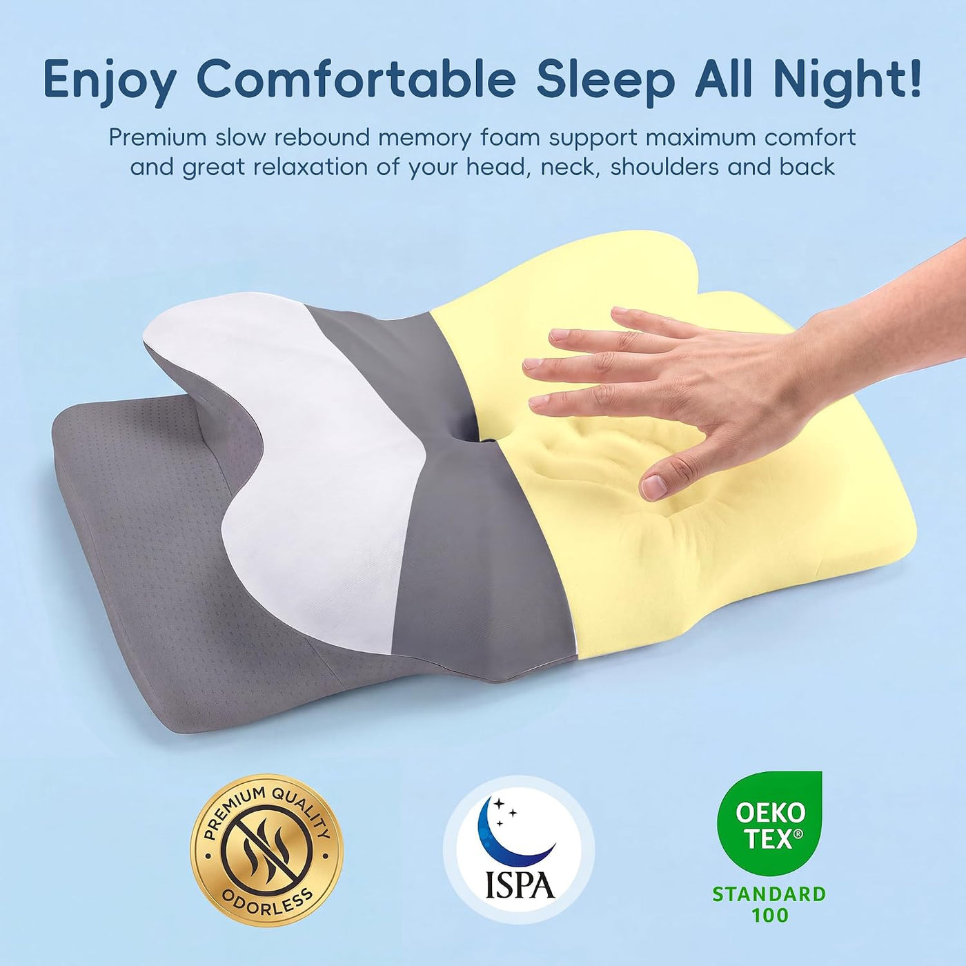 Almohada cervical para aliviar el dolor, almohada ergonómica de esp...