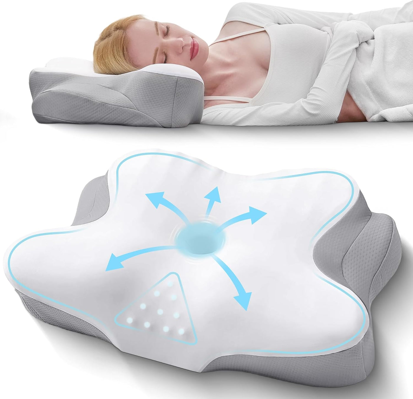 BDEUS Almohada cervical cervical para dormir, almohada ergonómica d...
