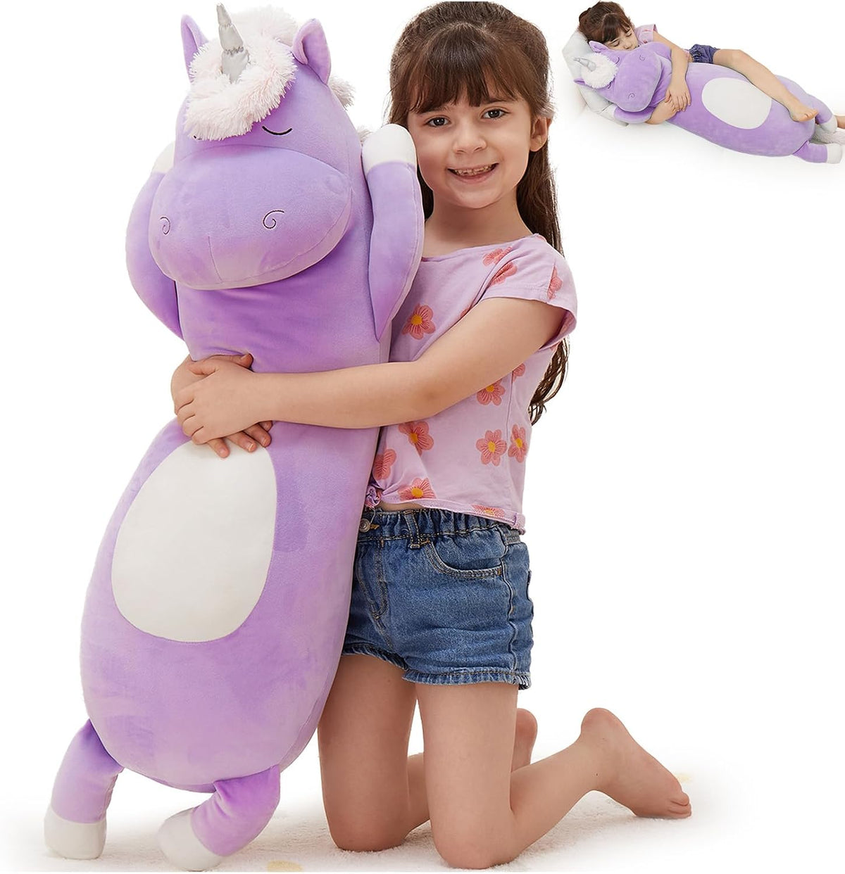 MorisMos Gran Animal de Peluche de Unicornio de 3 pies, Almohada de...