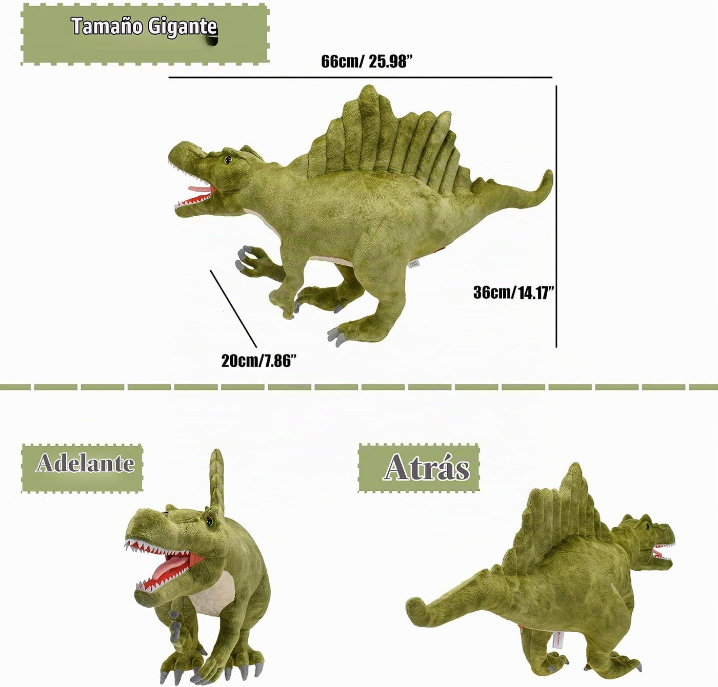 Wilomis Animales de peluche de dinosaurio, dinosaurio de espinosaur...