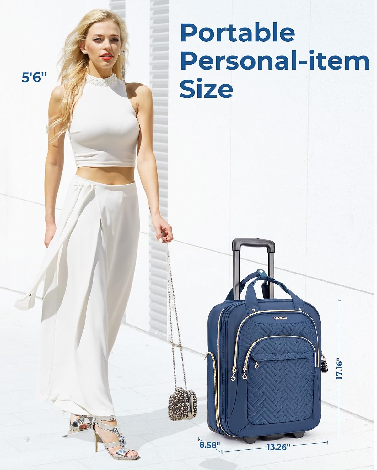 BAGSMART - Maleta de mano para debajo del asiento, maleta suave de...
