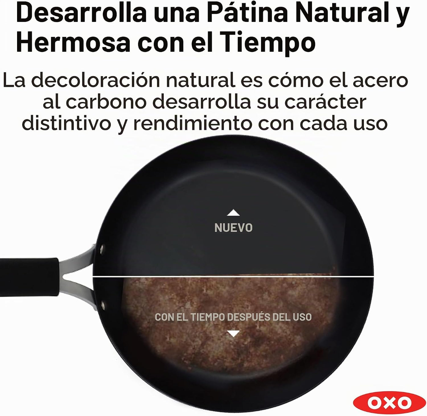 OXO Sartén de Acero al Carbono Pre-Sazonado Obsidian, Sartén de Fre...