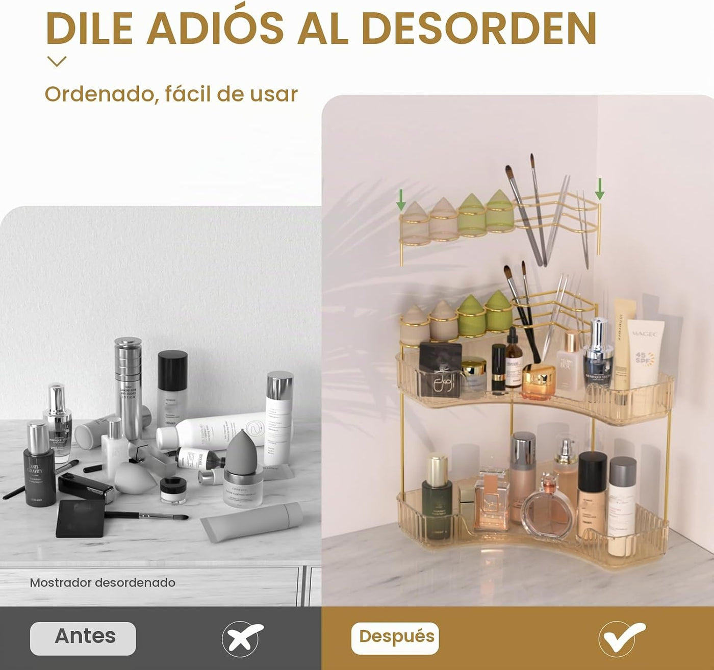 NATURE'S SOURCE Organizador de maquillaje para tocador, organiz...