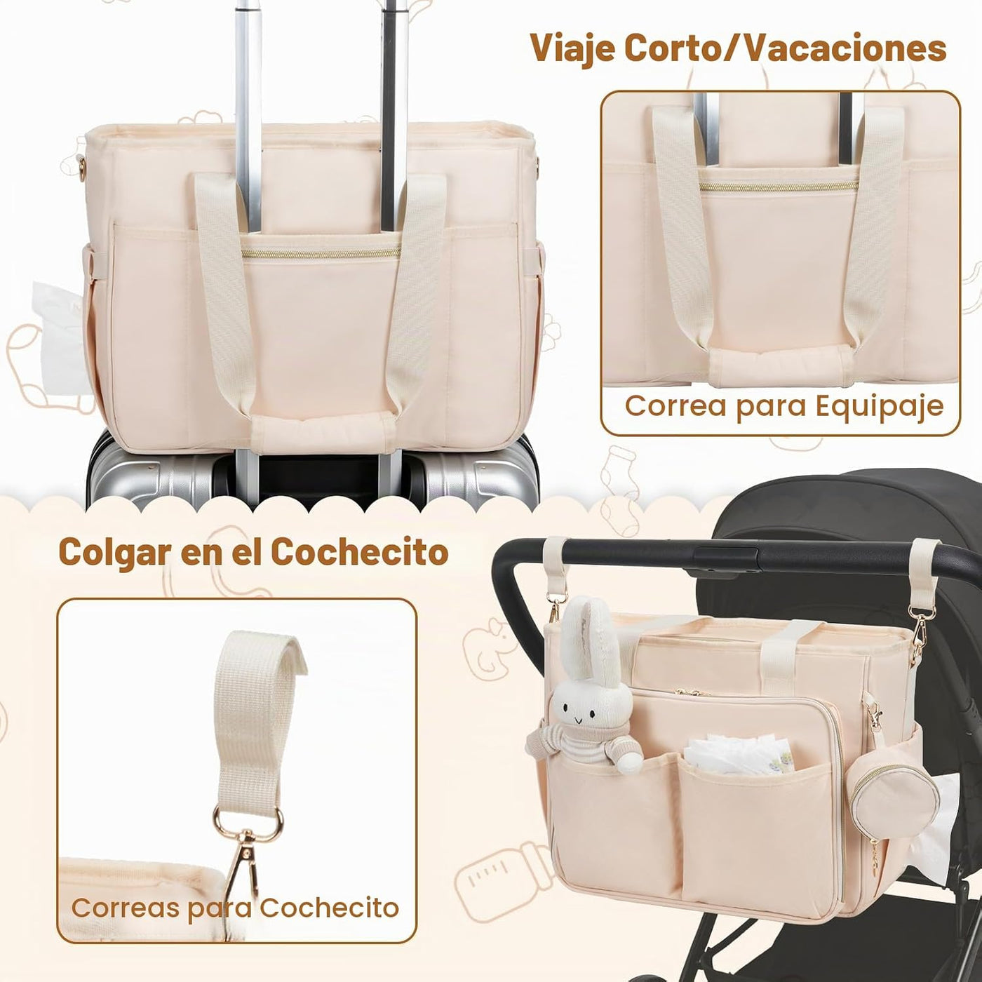 GDNasist Bolsa de pañales, bolsa de pañales de viaje de gran capaci...