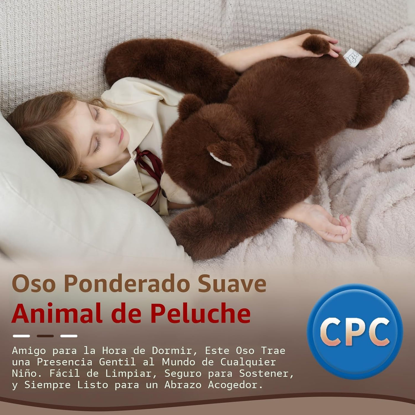 YGZE Oso de peluche ponderado de 24 pulgadas, 4 libras, juguete de...