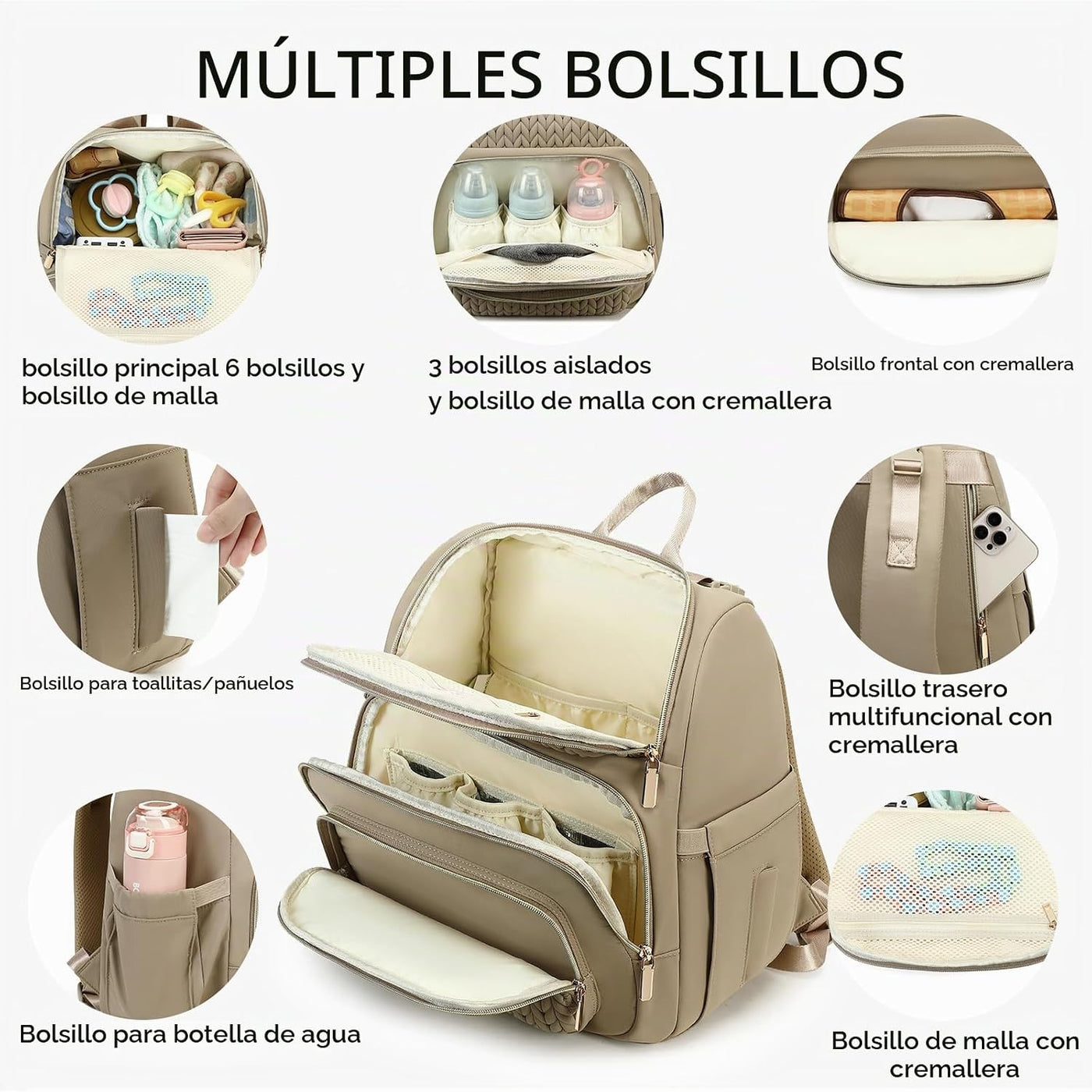 MAPLELILY Mochila para pañales, ligera y elegante, para niños, niña...