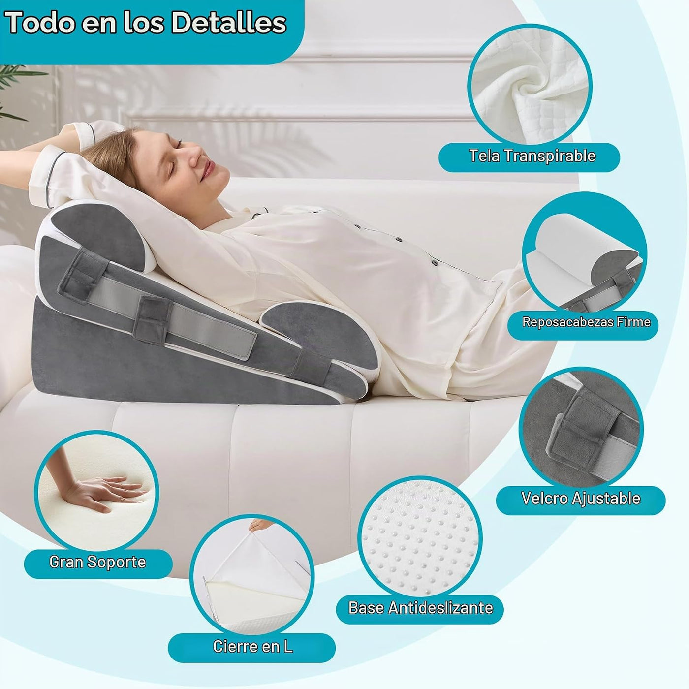 WGAKCED Juego de 4 almohadas de cuña para después de la cirugía, al...