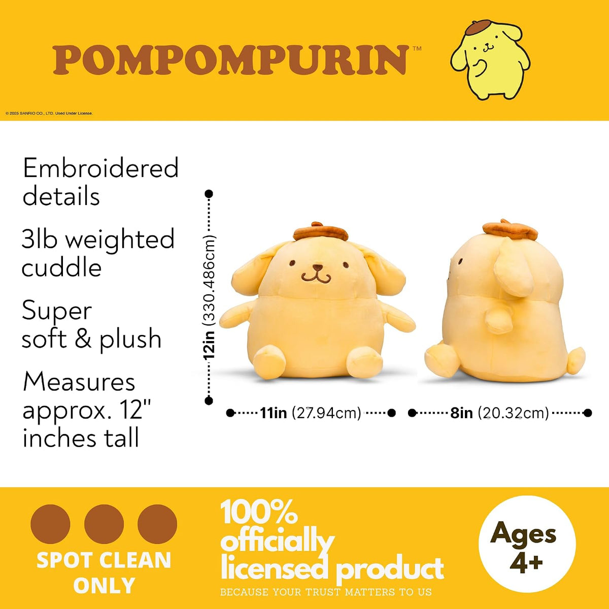 Franco Calm - Almohada con peso de Pompompurin, felpa suave y acoge...