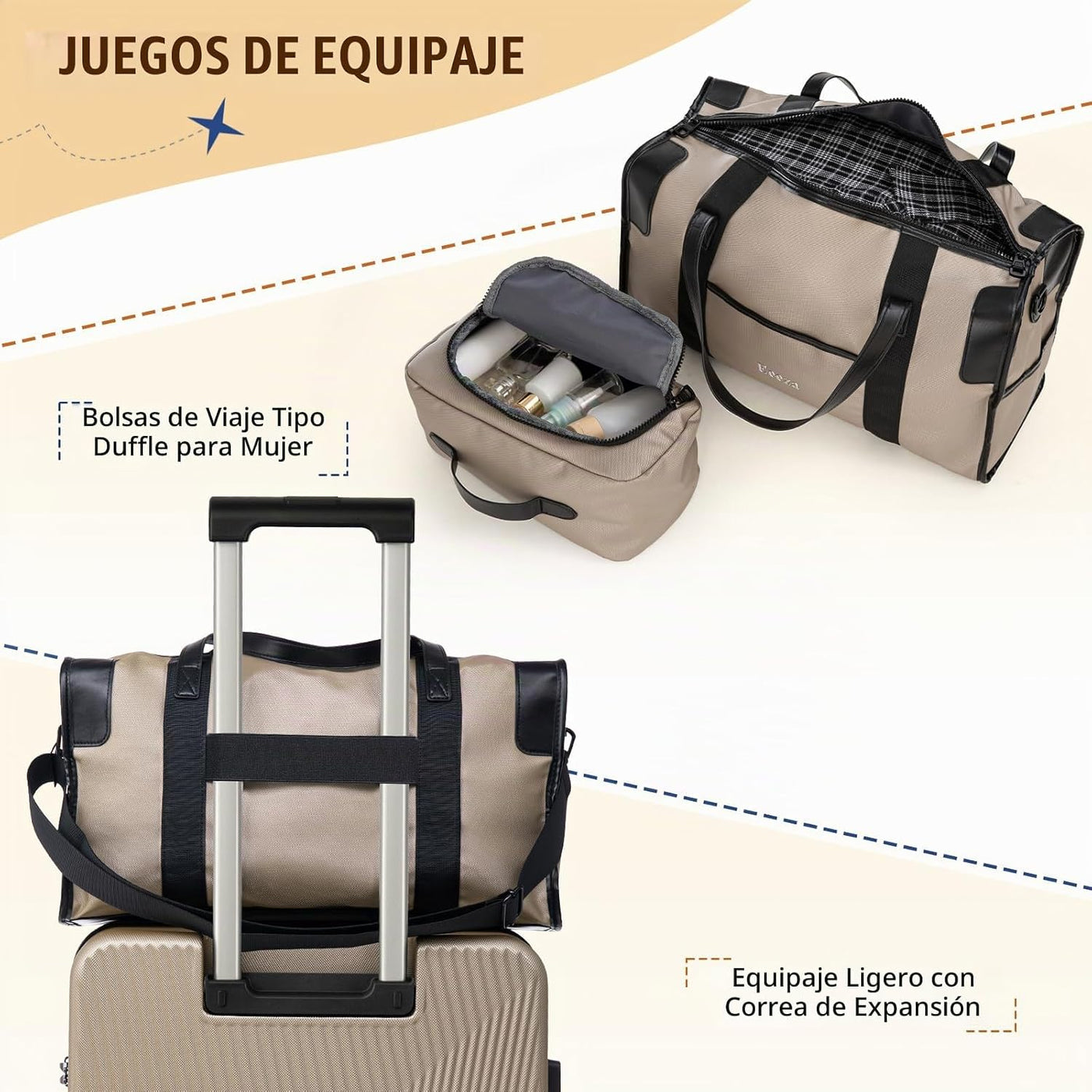 Eeeza - Juego de maletas de 5 piezas, maletas con ruedas, maletas d...
