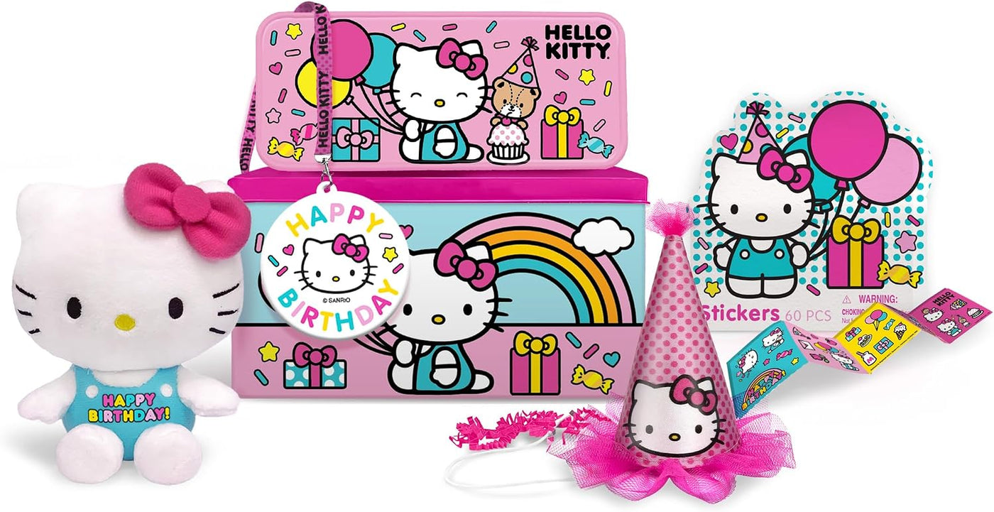 Megatoys Juego de regalo de fiesta de Hello Kitty: caja de lata, es...