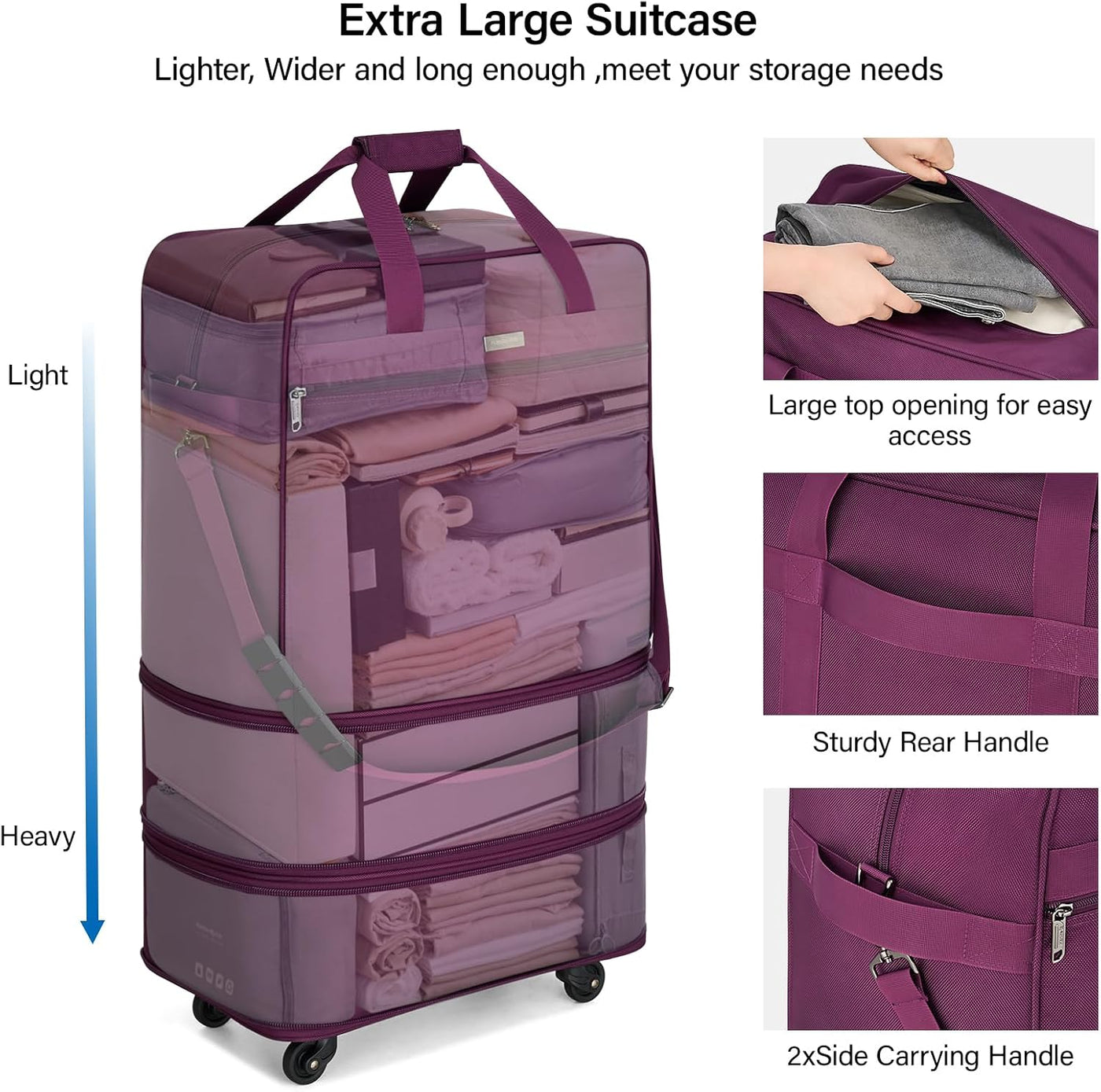 Maletas Hanke con ruedas Bolsa de equipaje expandible plegable Bols...