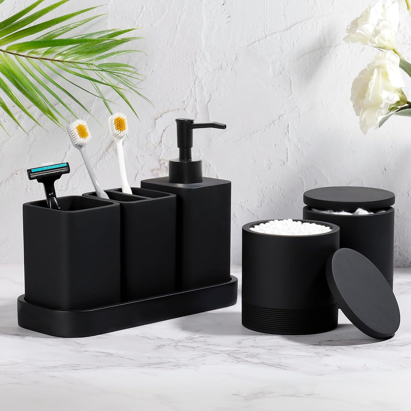 YMXYJM Juego de accesorios de baño, juego de baño de 6 piezas con s...