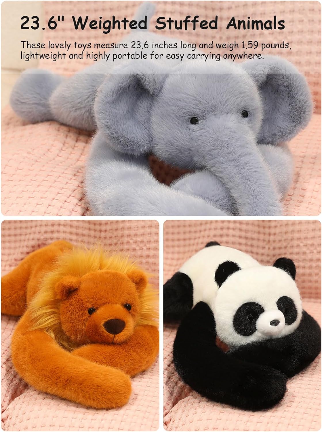 FIAEUGZKM Almohada de felpa de león ponderada de 23.6 pulgadas, jug...