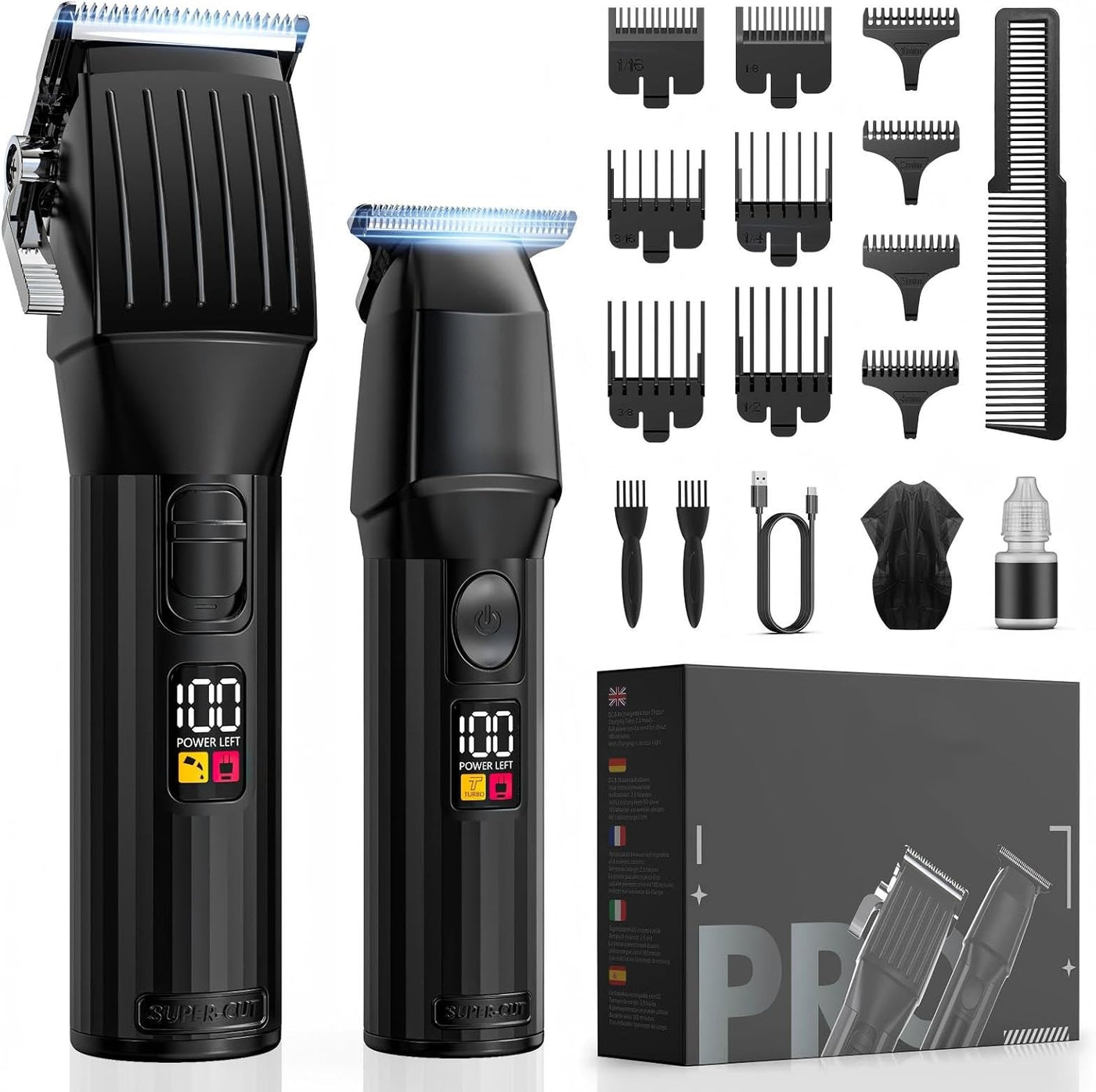 Cortadora de pelo profesional para hombres, kit de recortadores ina...