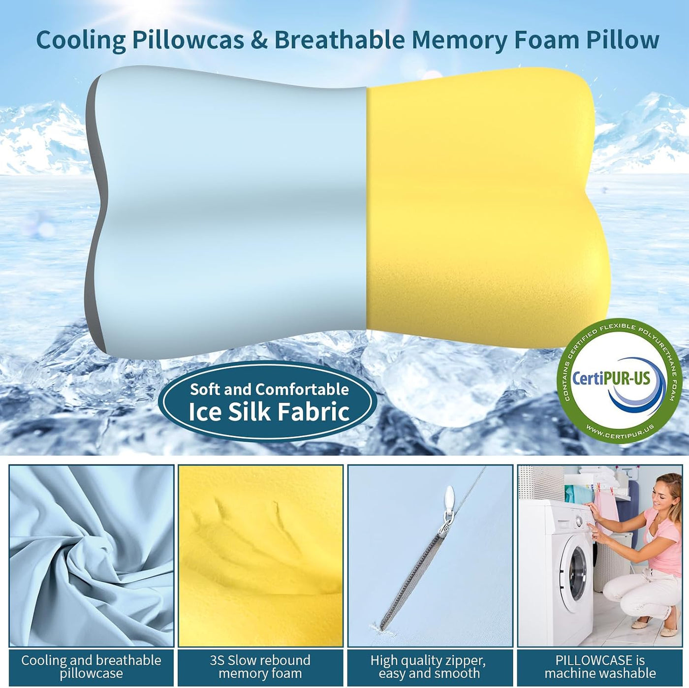 Almohada cervical para el cuello, almohadas de espuma viscoelástica...