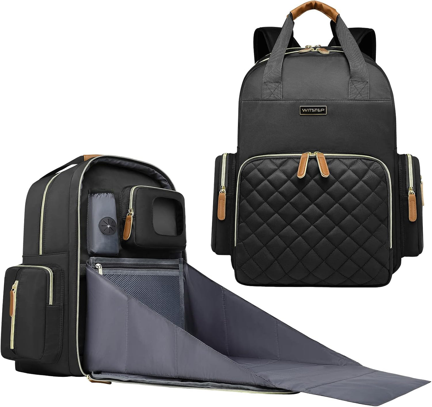WITSTEP Mochila para pañales con cambiador, organizador de bolsas d...