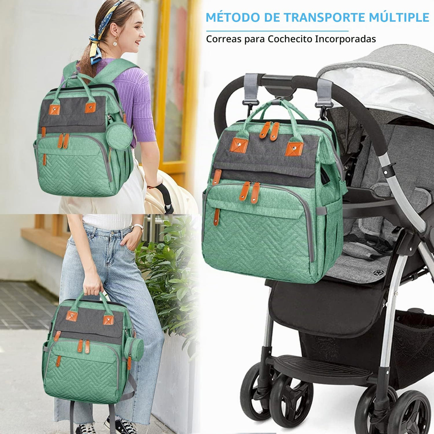 KABAQOO Mochila para pañales con estación de cambio desmontable, bo...