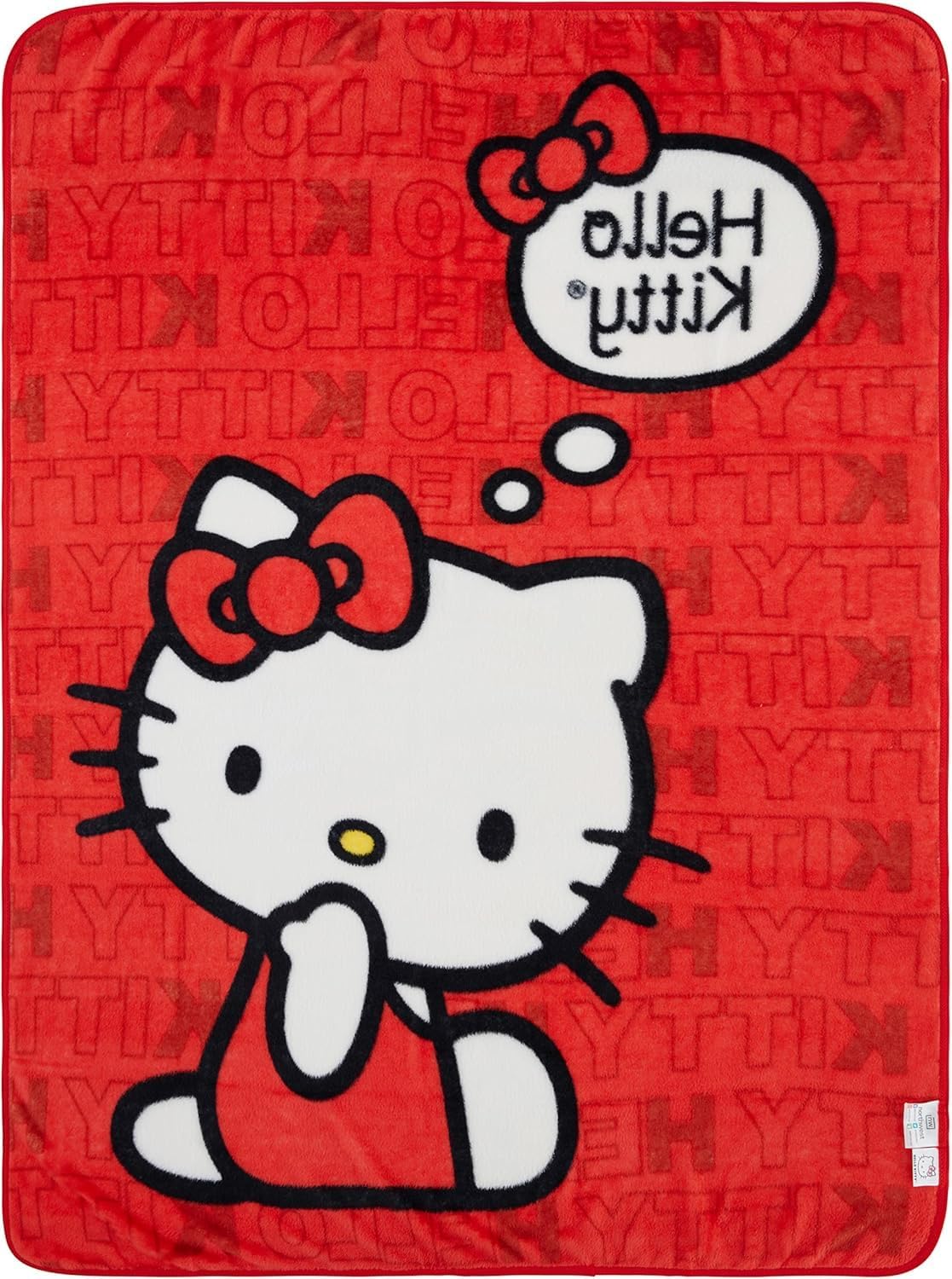 Sanrio - Manta de felpa suave con texto en inglés «Hello Kitty», de...
