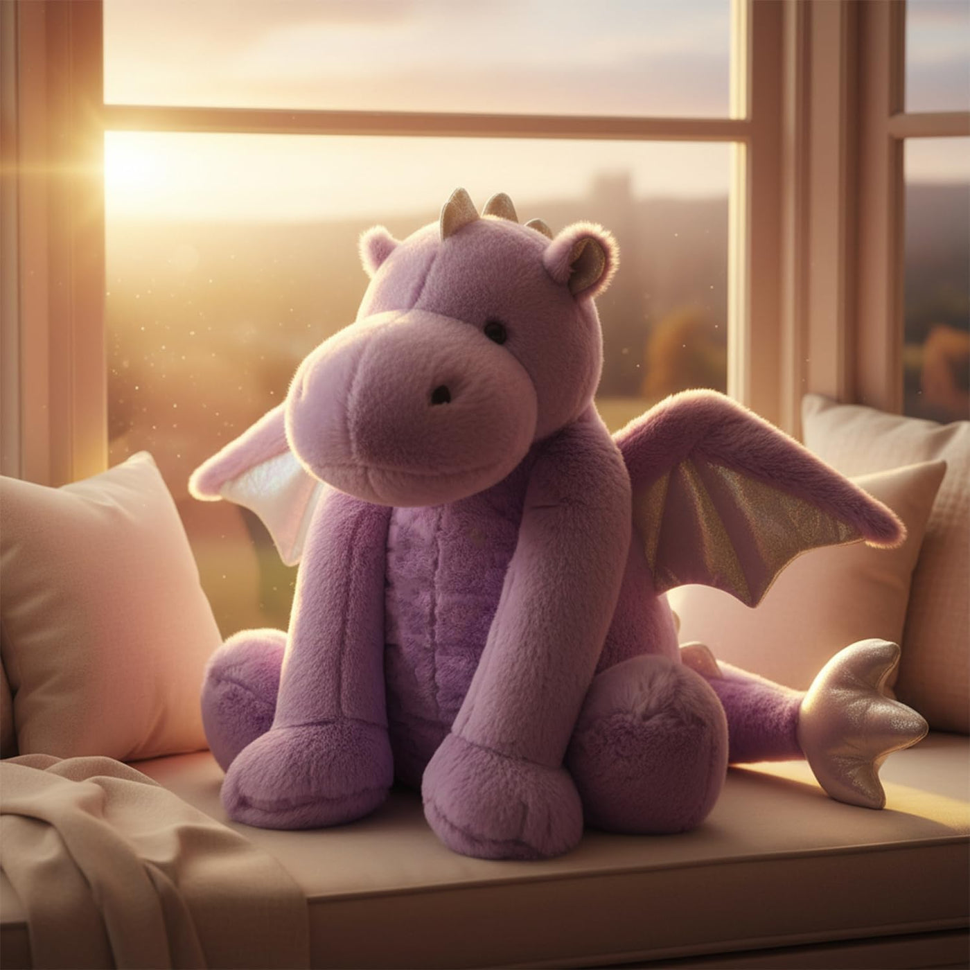ARELUX Peluche de dragón grande, bonito peluche de pterosaurio mora...