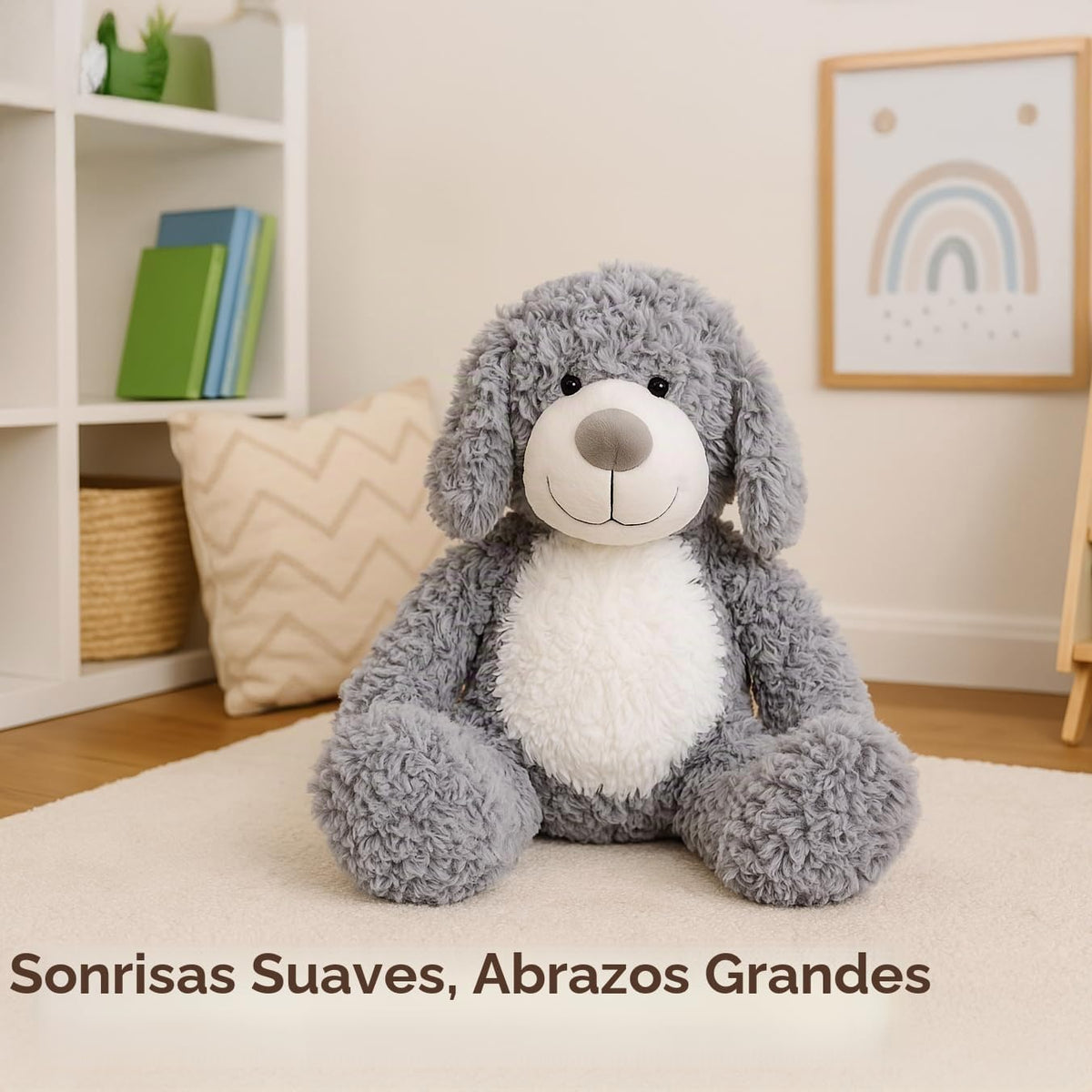 WEIGEDU Peluche de Cachorro Perro Gris Sonriente - Juguetes de Pelu...