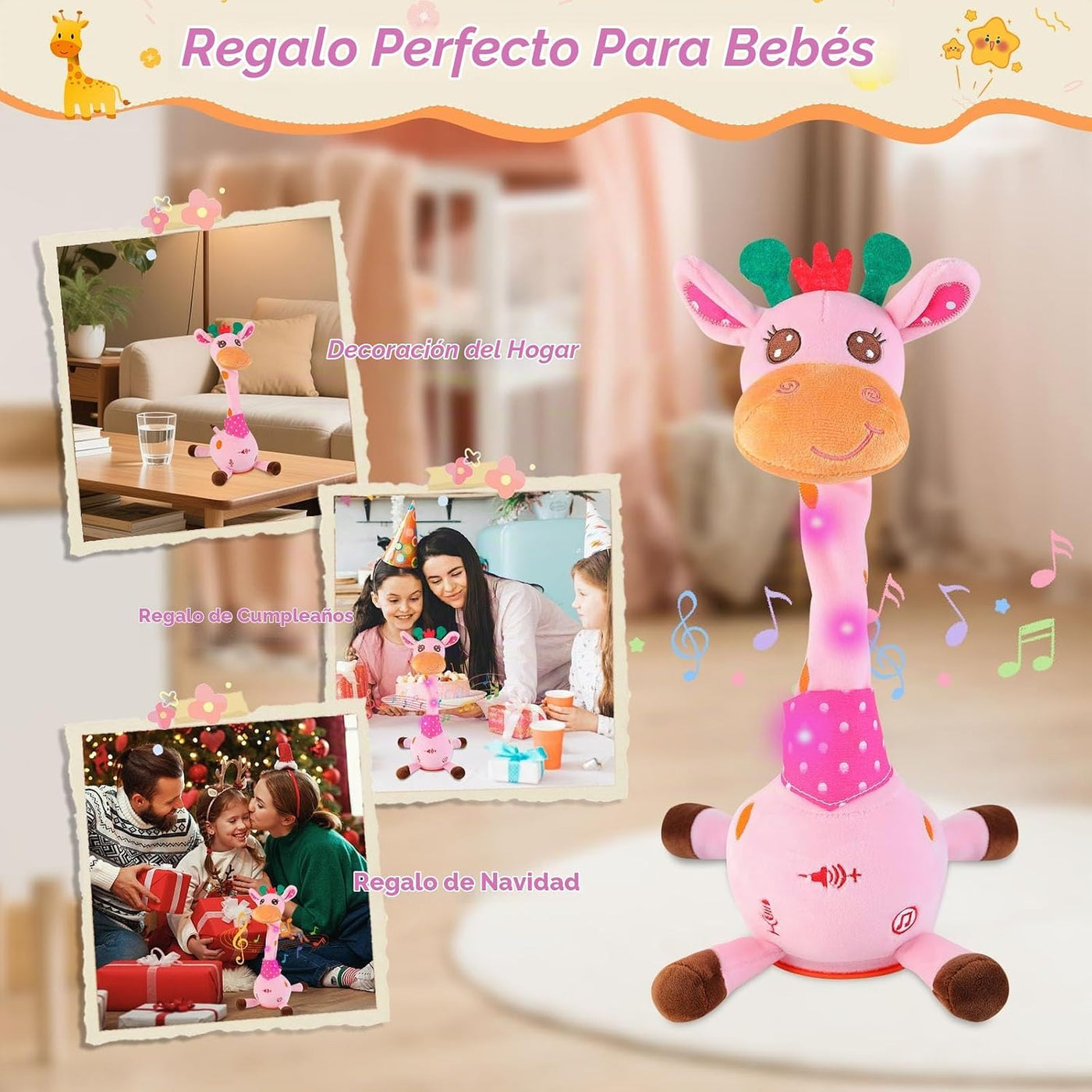 LLUKEME Juguetes de animal de peluche de jirafa bailando para bebés...