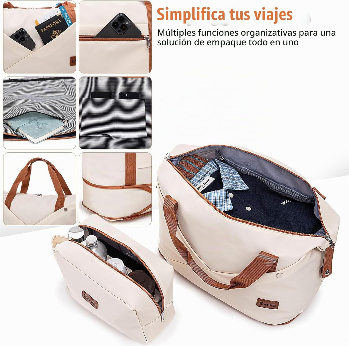 Eeeza Juego de maletas de 5 piezas con ruedas (blanco, 20"\/24&...
