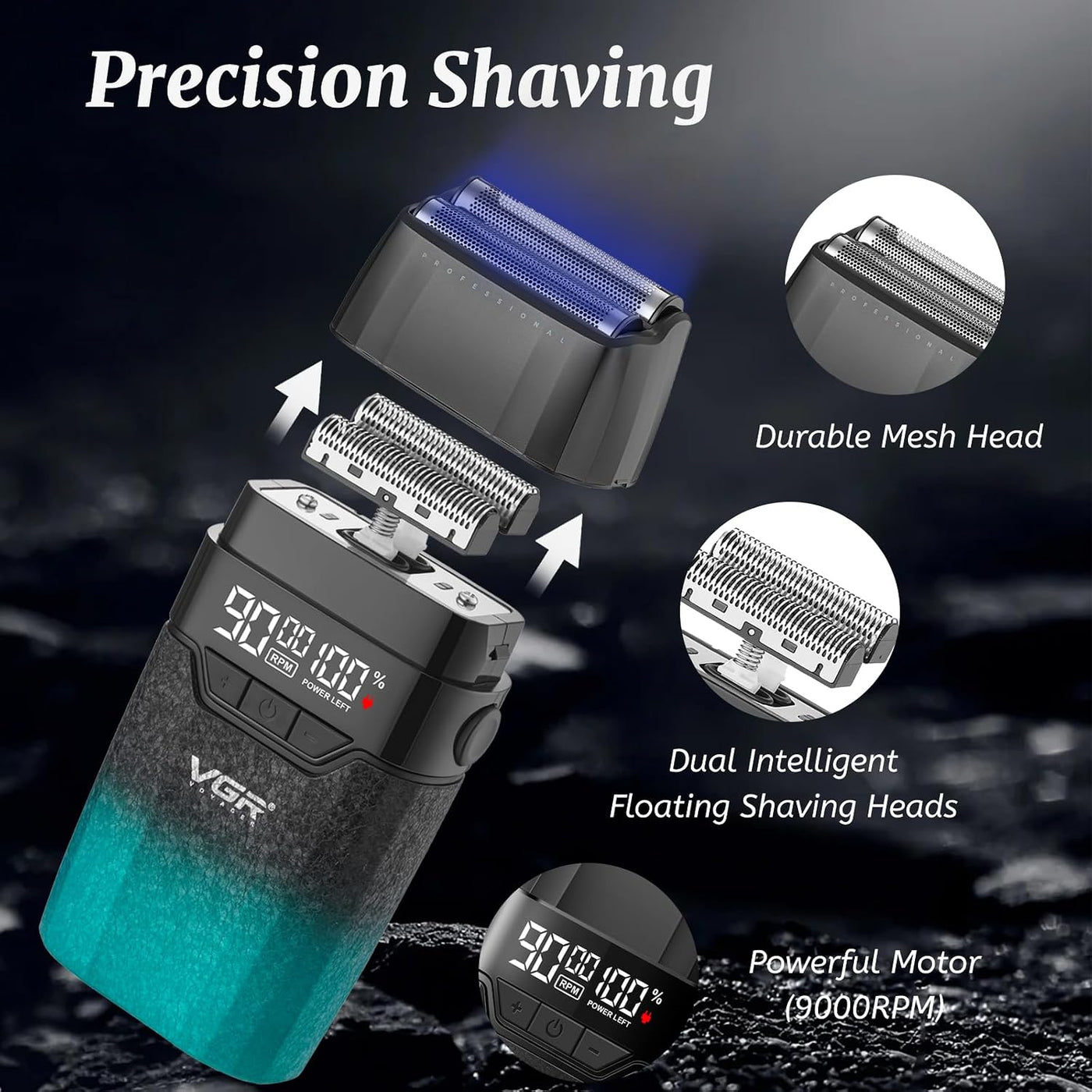 VGR 640S3 - Kit profesional de corte de cabello 3 en 1, 9000 rpm, c...