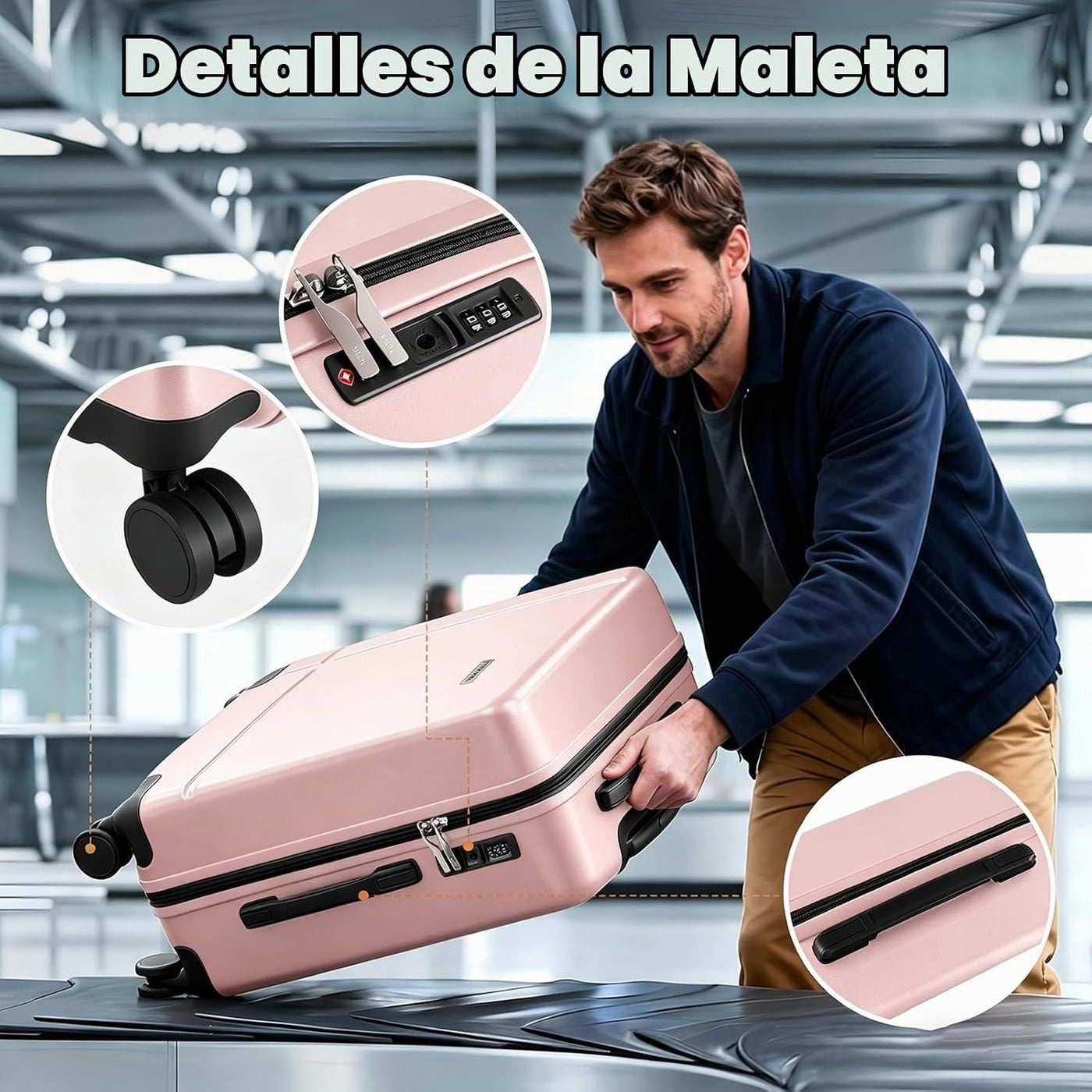 Voytra Juego de 2 equipajes, maleta de mano y comprobada con bloque...