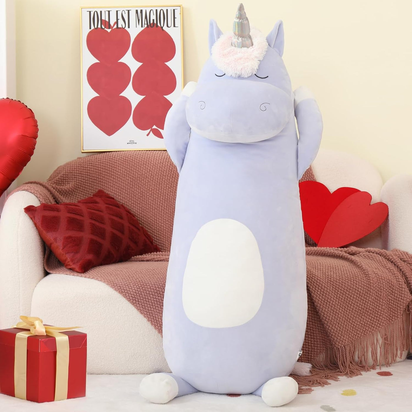 MorisMos Peluche de Unicornio Gigante de 4 Pies, 51 Pulgadas de Lar...