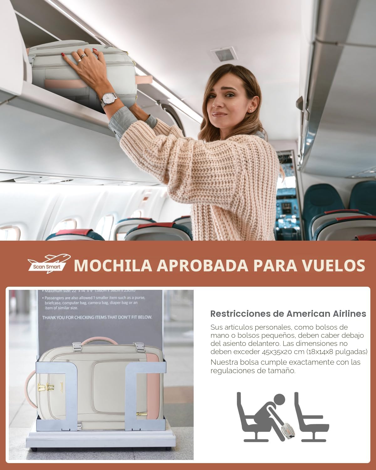 LOVEVOOK - Mochila de viaje para mujer, mochila de transporte de 40...