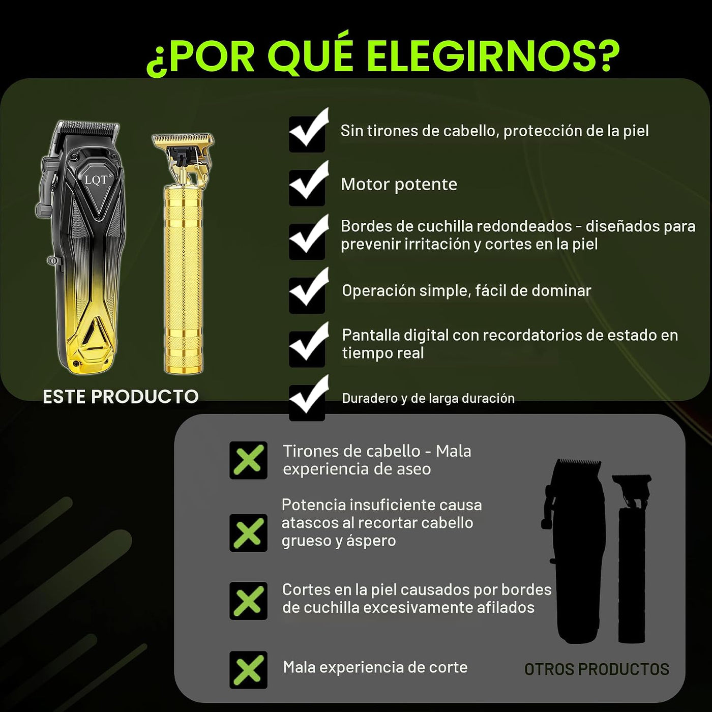 LQT Cortadora de pelo profesional para hombres, juego de recortador...